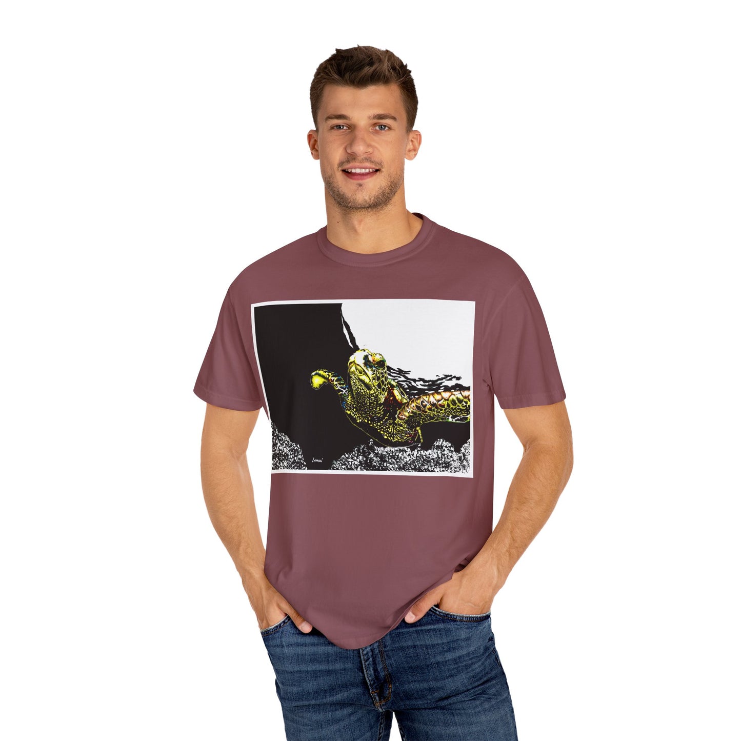 Sea Turtle Garment-Dyed Graphic Tee - Unisex Ocean Style T-Shirt