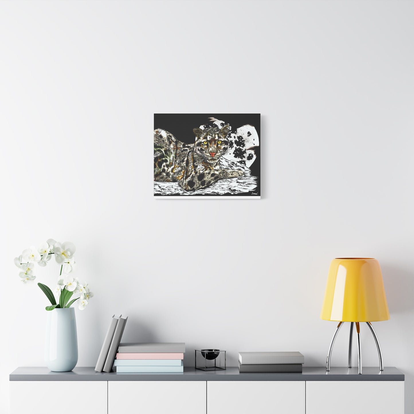 Leopard Canvas Art – Original Hand-Drawn Realistic and Detailed Big Cat Illustration printed on Matte Canvas, Stretched, 1.25"