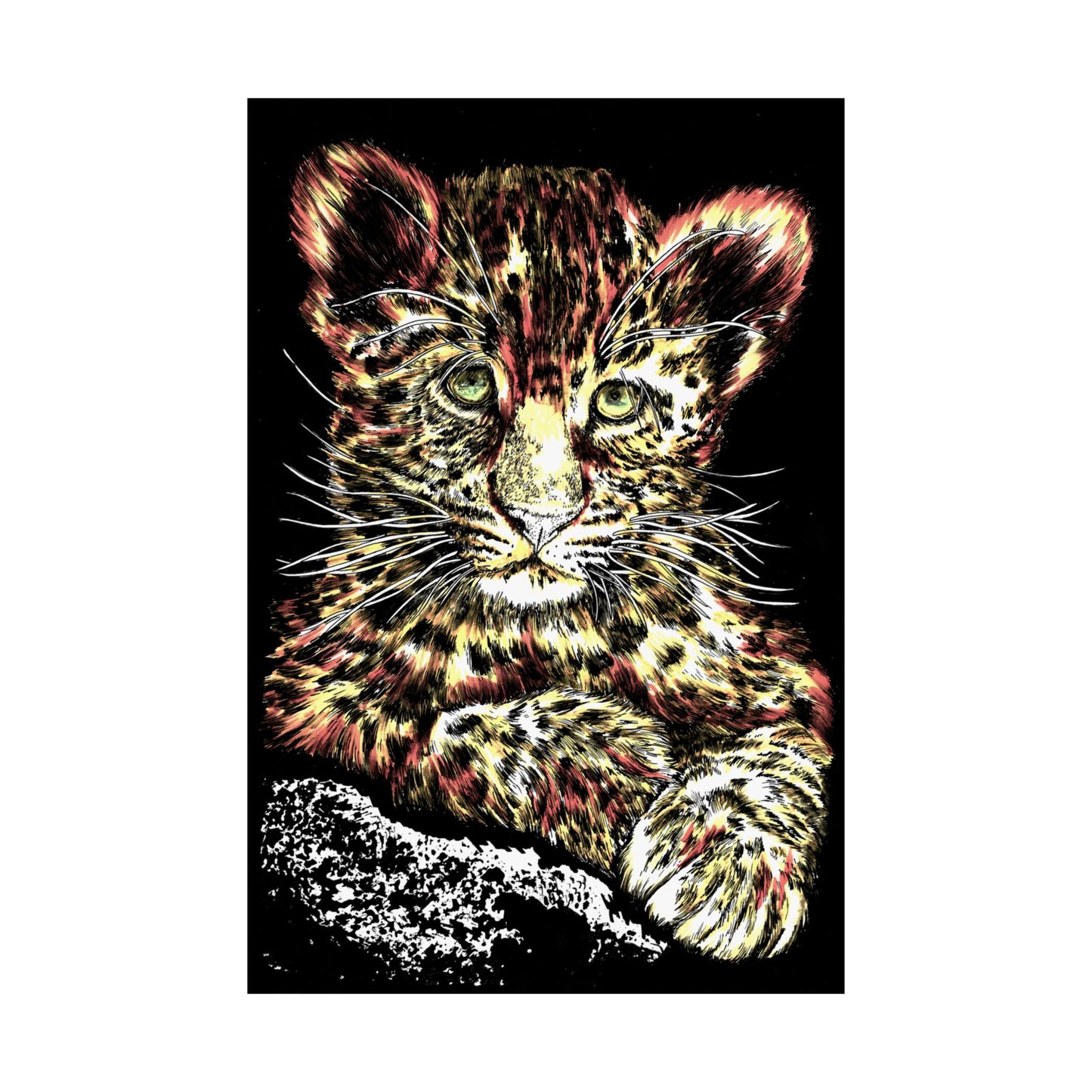 Leopard Cub Satin Poster - Vibrant Art Print for Animal Lovers
