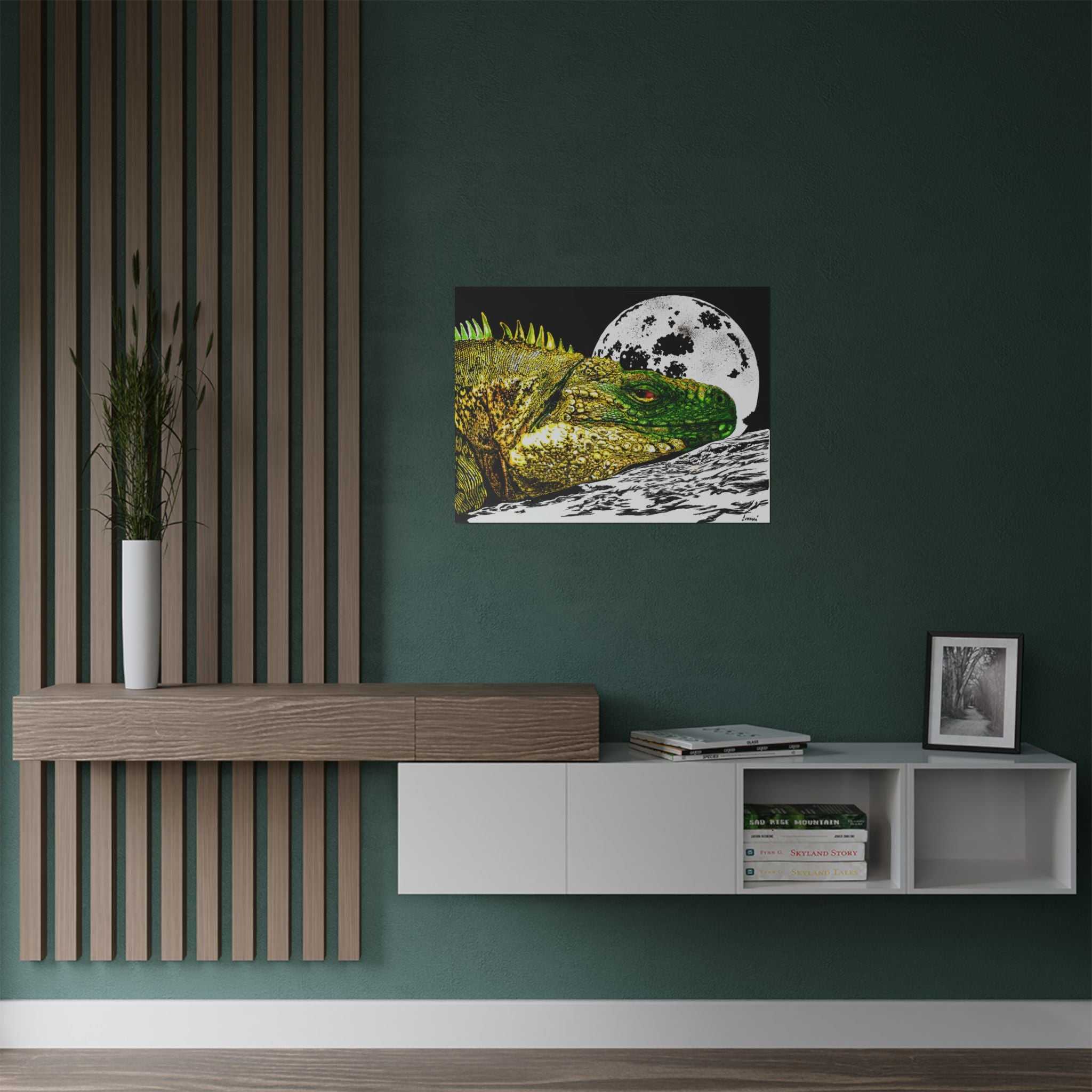 Transform your walls with our Vibrant Iguana Satin Poster - Moonlit Art Print for Nature Lovers. Bring nature's beauty indoors!