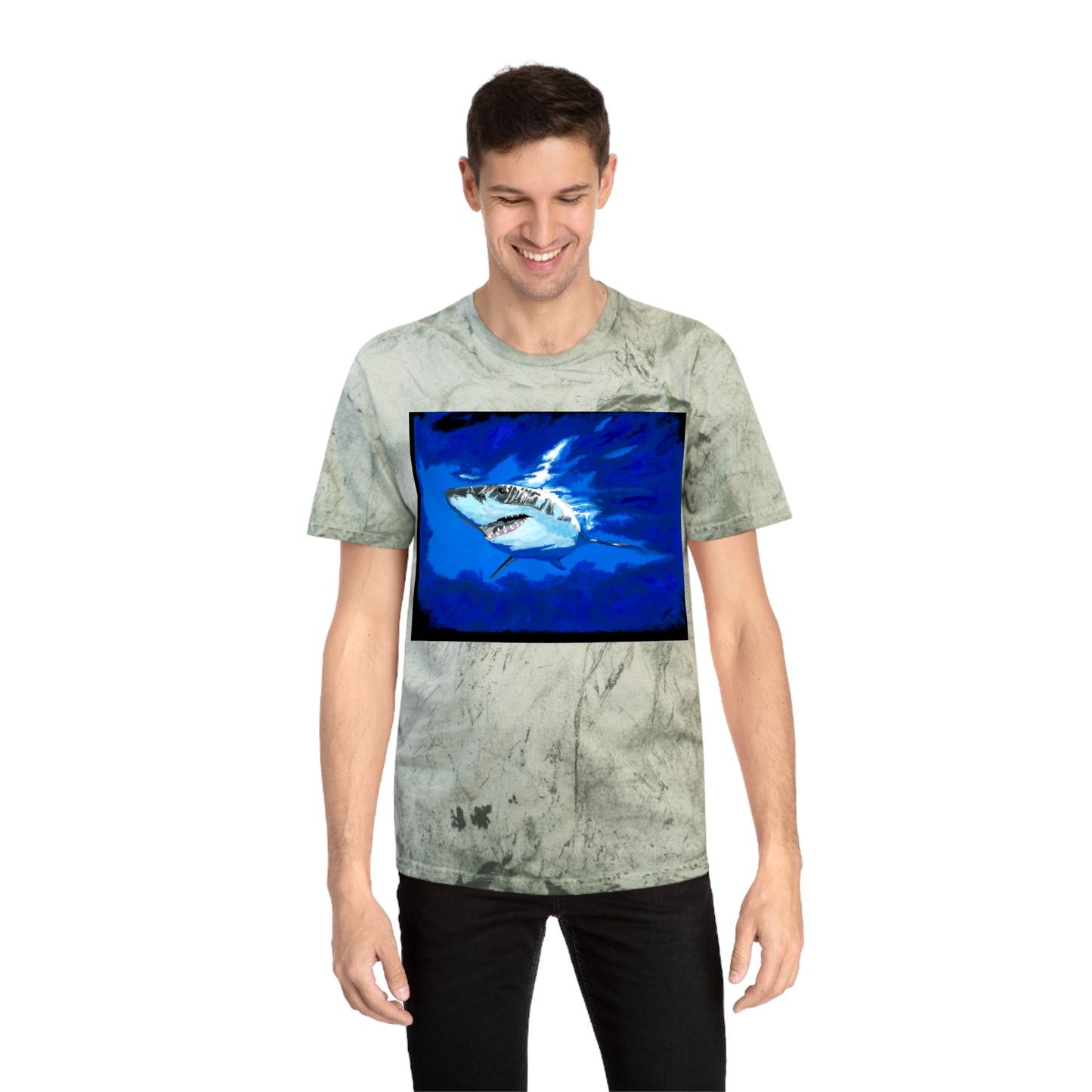Great White Shark T Shirt Original Hand Painted Art