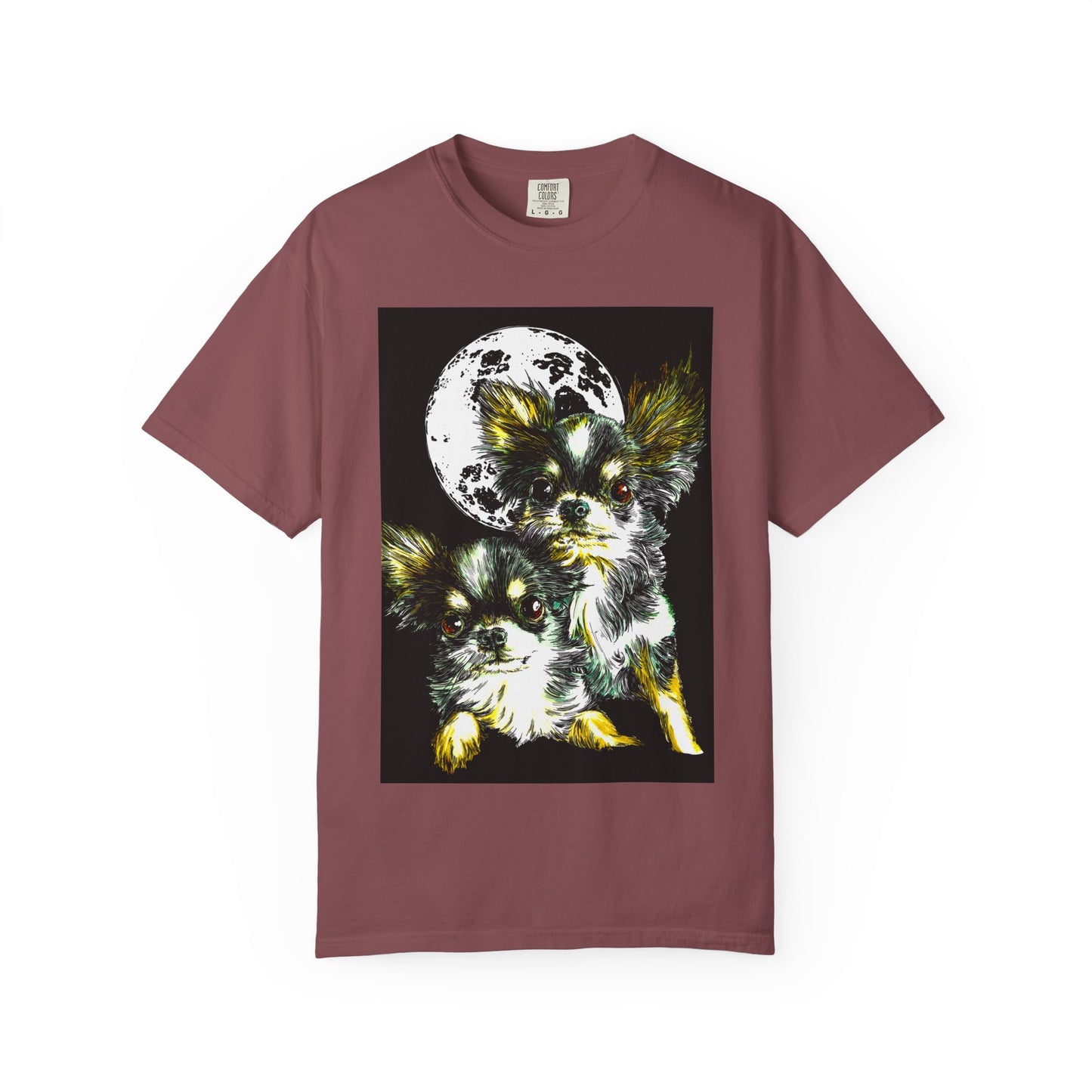 Cute Chihuahua Moon Night Unisex Garment-Dyed T-Shirt