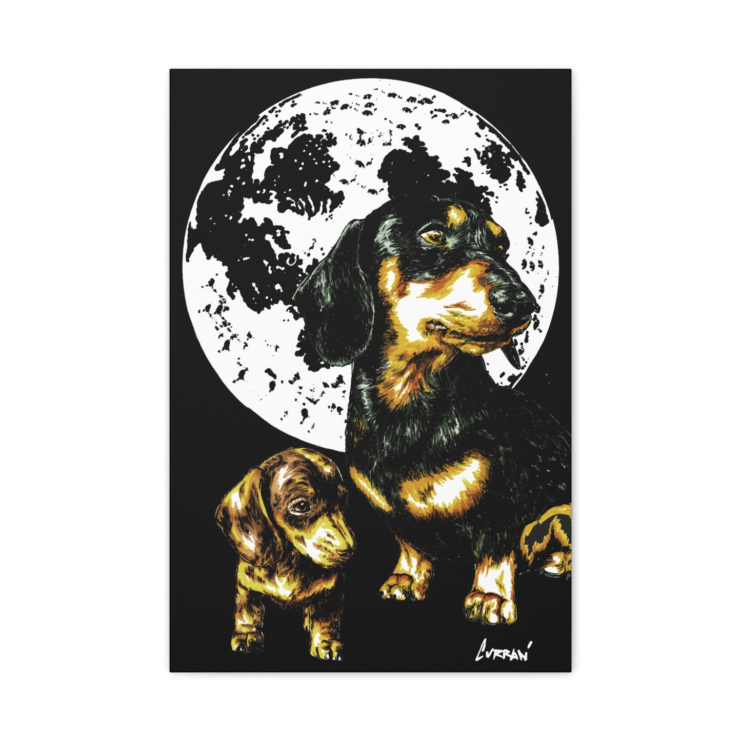 Dachshund Canvas Print of the Original, hand drawn wall art