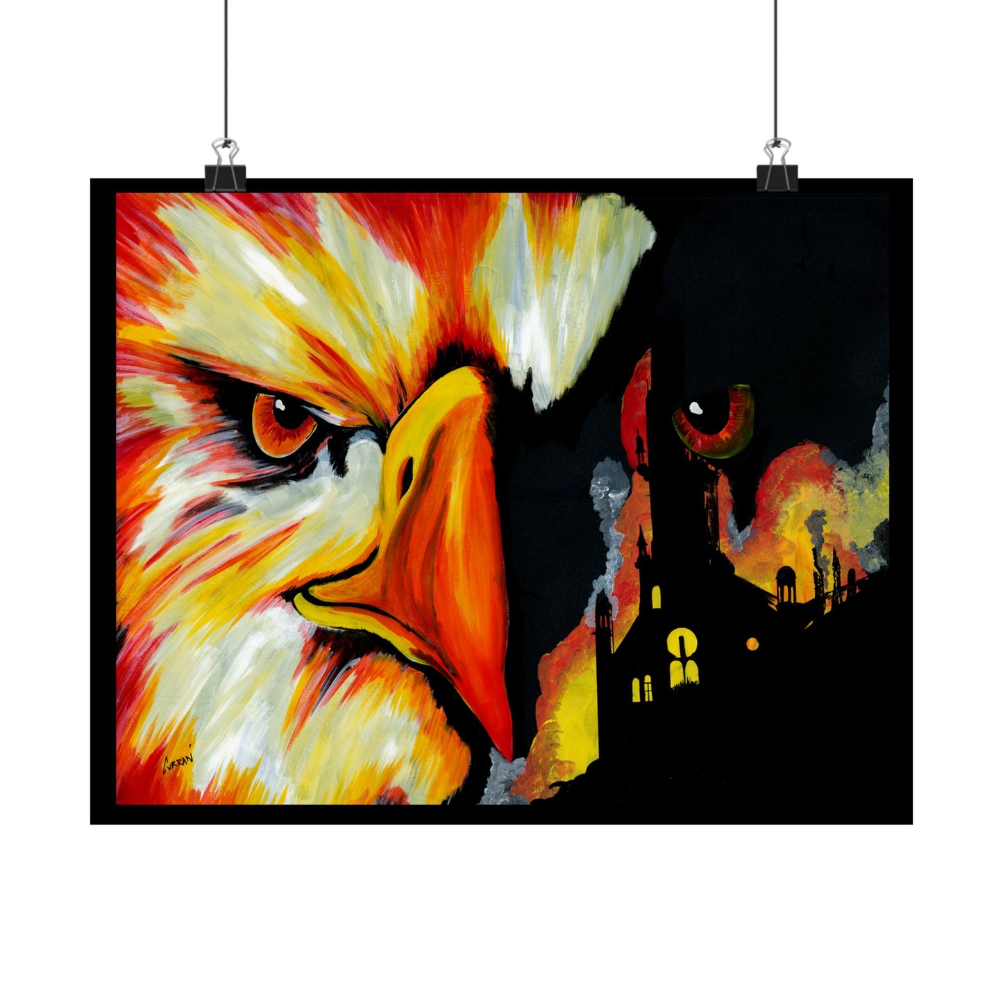 Phoenix Vibrant Satin Poster - Fierce Eagle Artwork