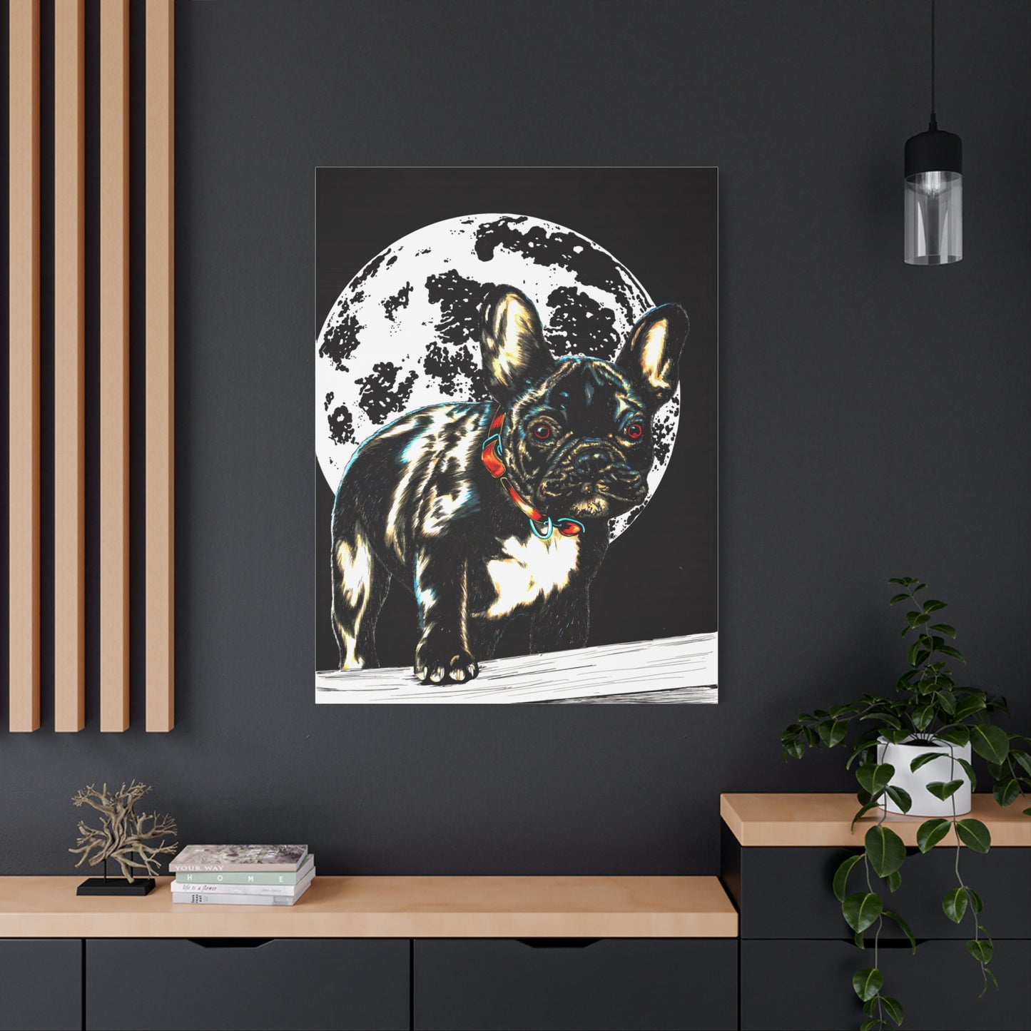 French Bulldog Moonlight Canvas Wall Art Print