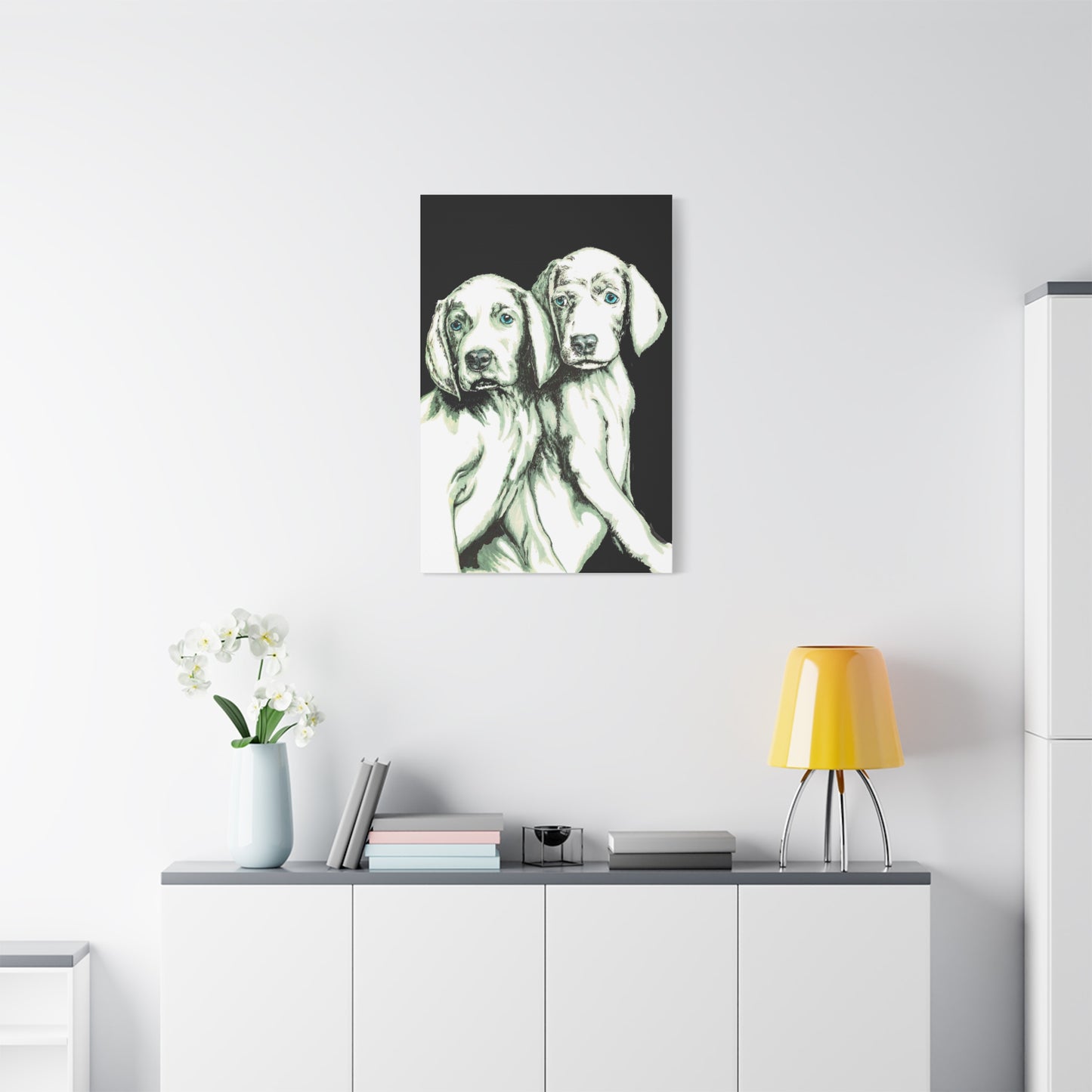 Two Puppies Art Canvas Print - Stretched Wall Decor