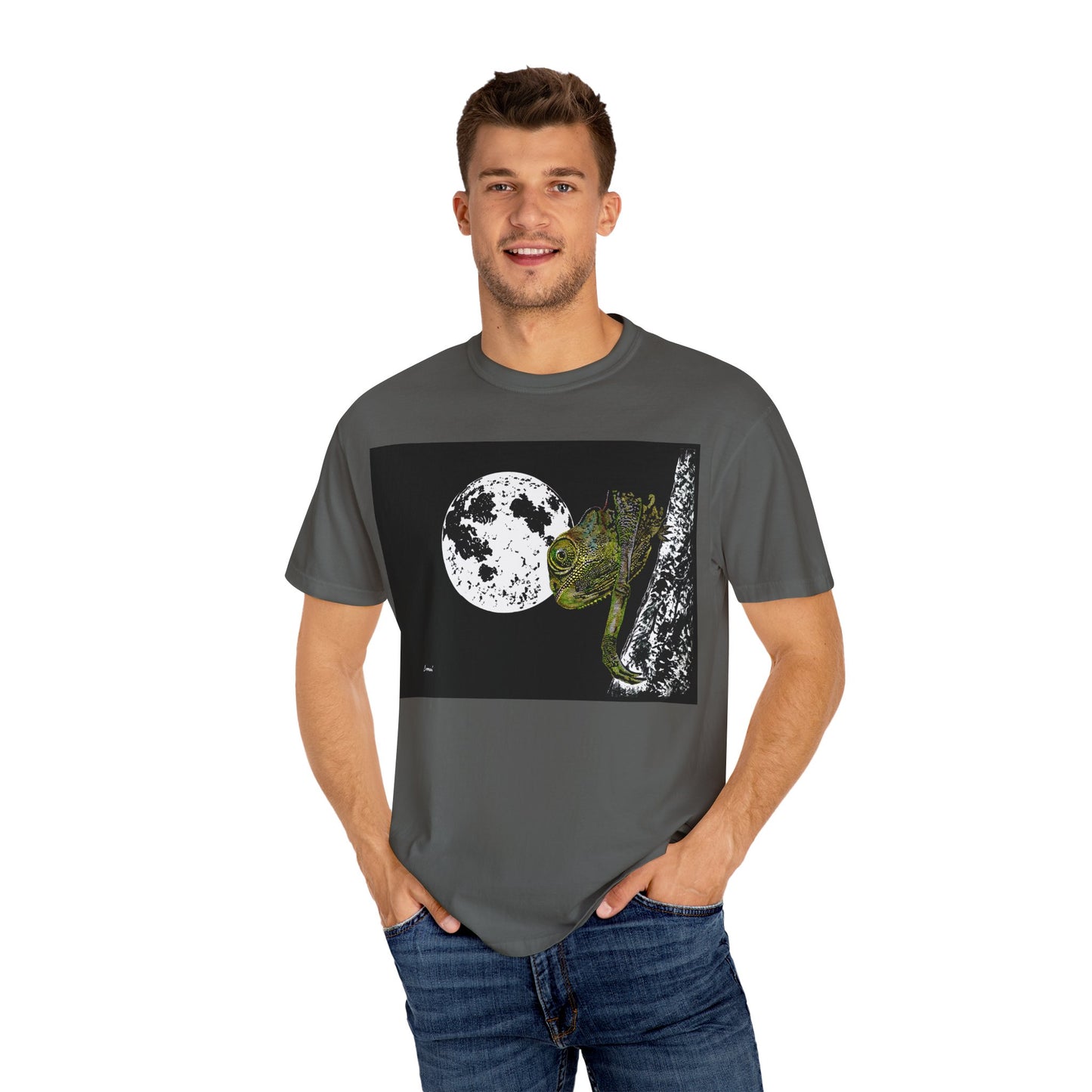 Moonlit Chameleon Unisex T-Shirt - Nature-Inspired Art Tee for Wildlife Lovers