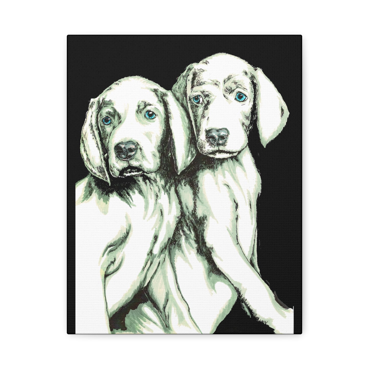 Two Puppies Art Canvas Print - Stretched Wall Decor