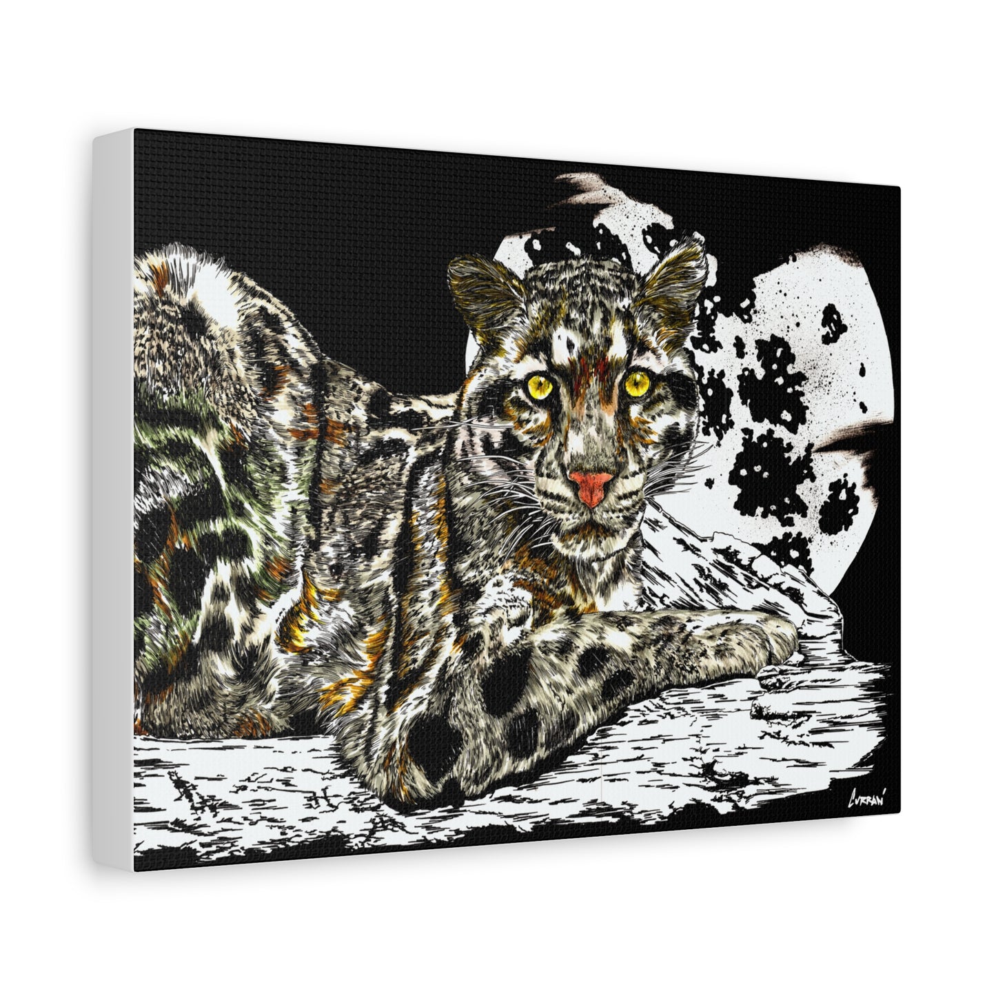 Leopard Canvas Art – Original Hand-Drawn Realistic and Detailed Big Cat Illustration printed on Matte Canvas, Stretched, 1.25"