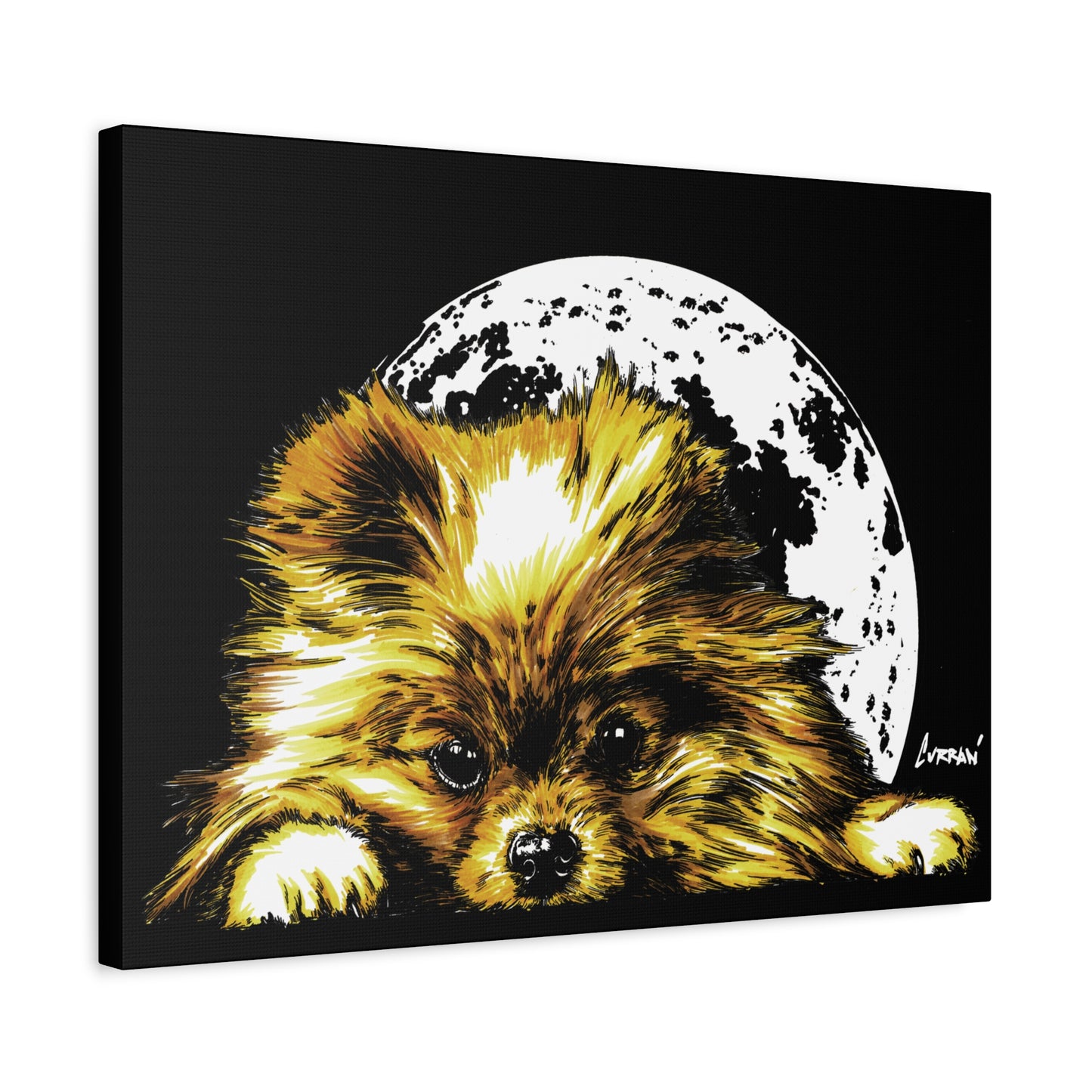 Pomeranian Moon Canvas Art Print- Dog Lover's Decor, 1.25" Stretched Print
