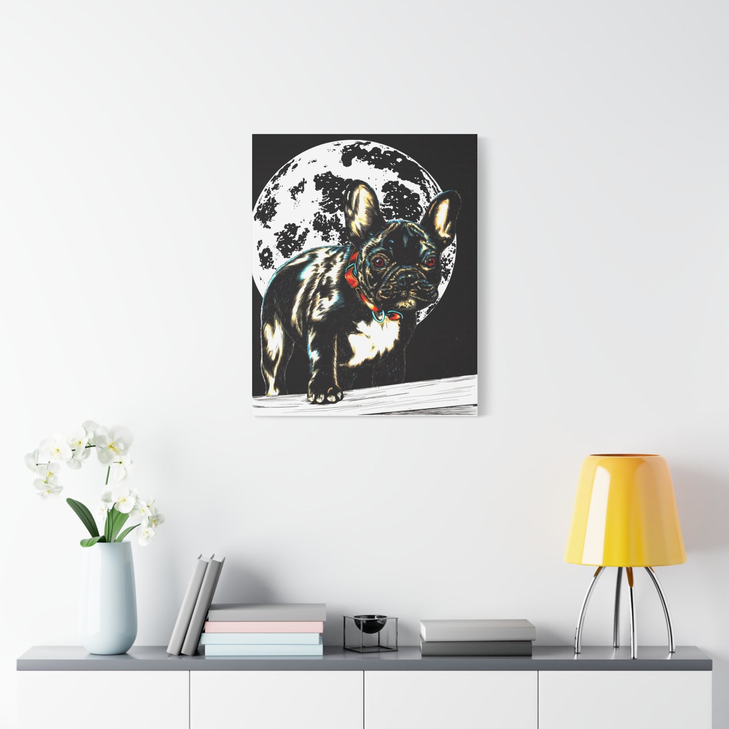 French Bulldog Moonlight Canvas Wall Art Print