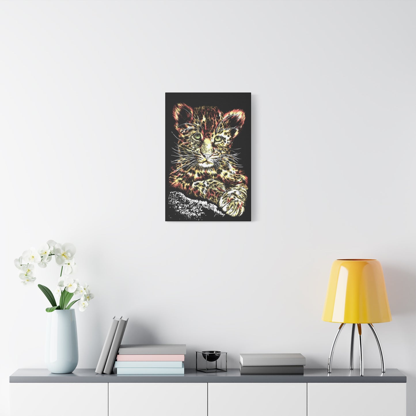 Leopard Cub Wall Art Print of the Original, hand drawn wall art of a Leopard Cub