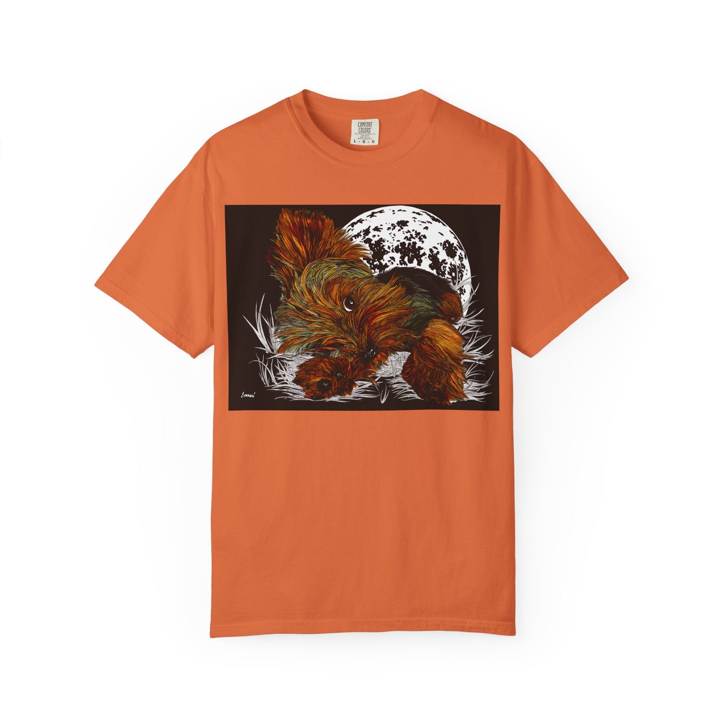 Yorkie Terrier Unisex Garment-Dyed T-Shirt – Original Hand-Drawn Art