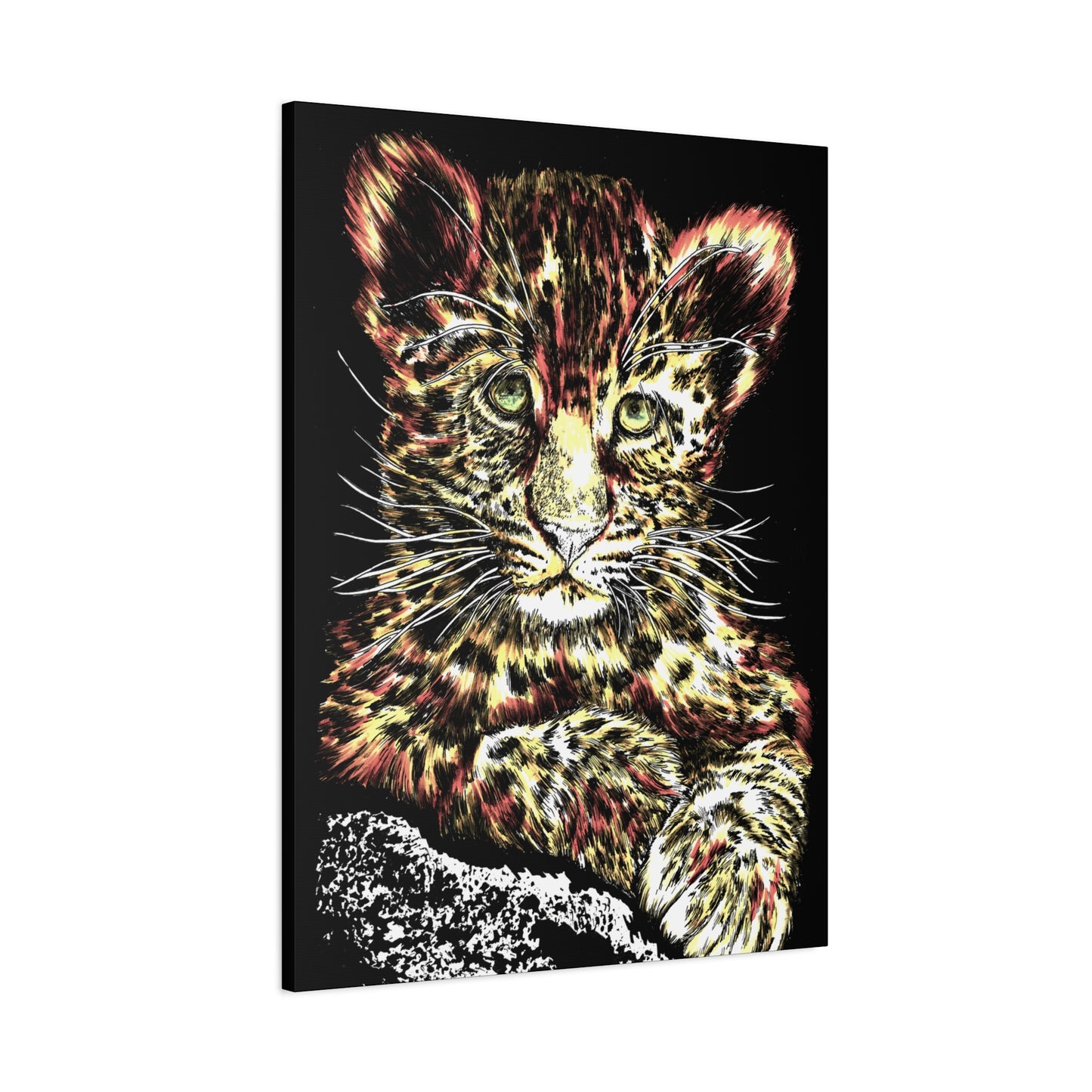 Leopard Cub Wall Art Print of the Original, hand drawn wall art of a Leopard Cub