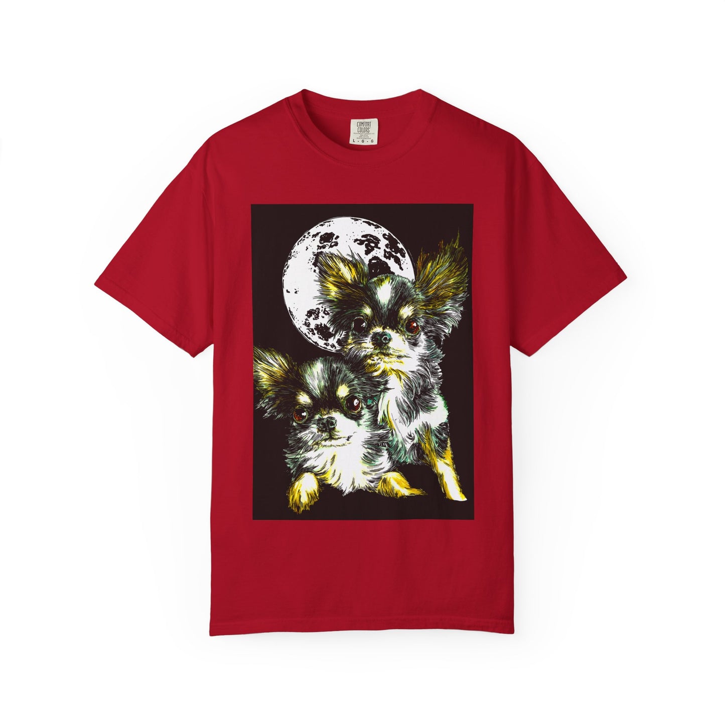Cute Chihuahua Moon Night Unisex Garment-Dyed T-Shirt