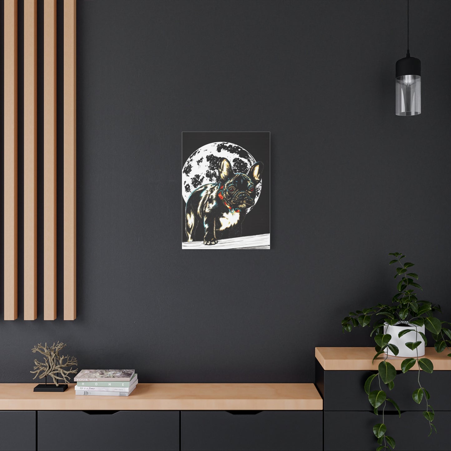 French Bulldog Moonlight Canvas Wall Art Print