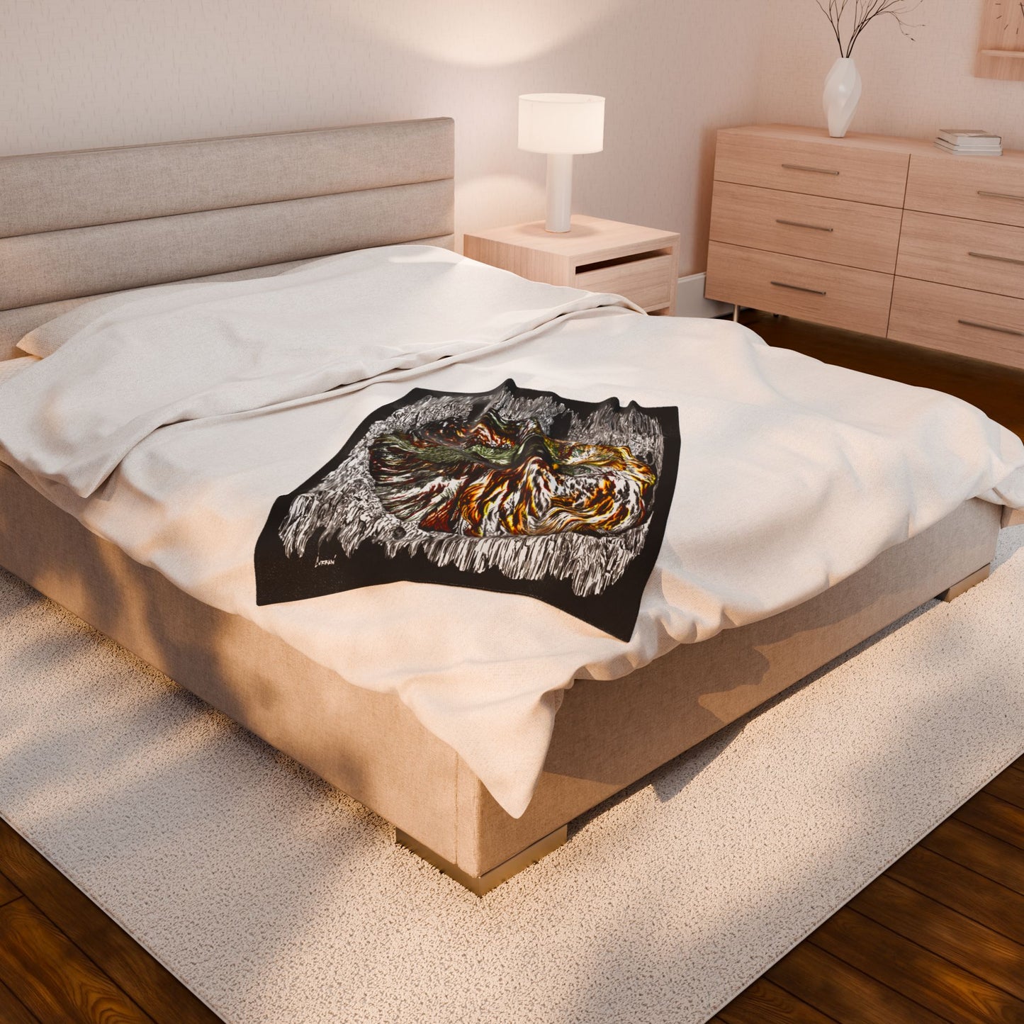 Cozy Owl Velveteen Plush Blanket with Artistic Design