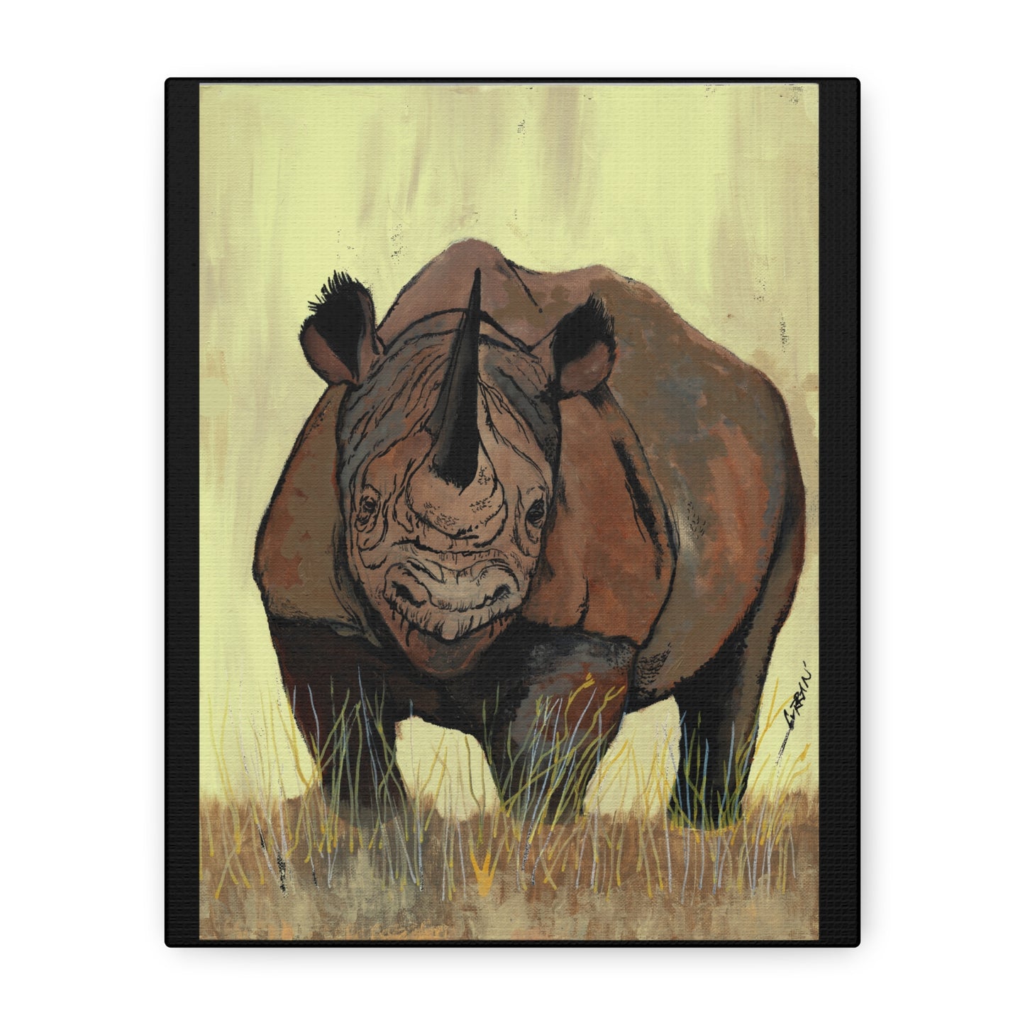 Rhino Wall Art Print of the Original, hand drawn wall art of a Rhino