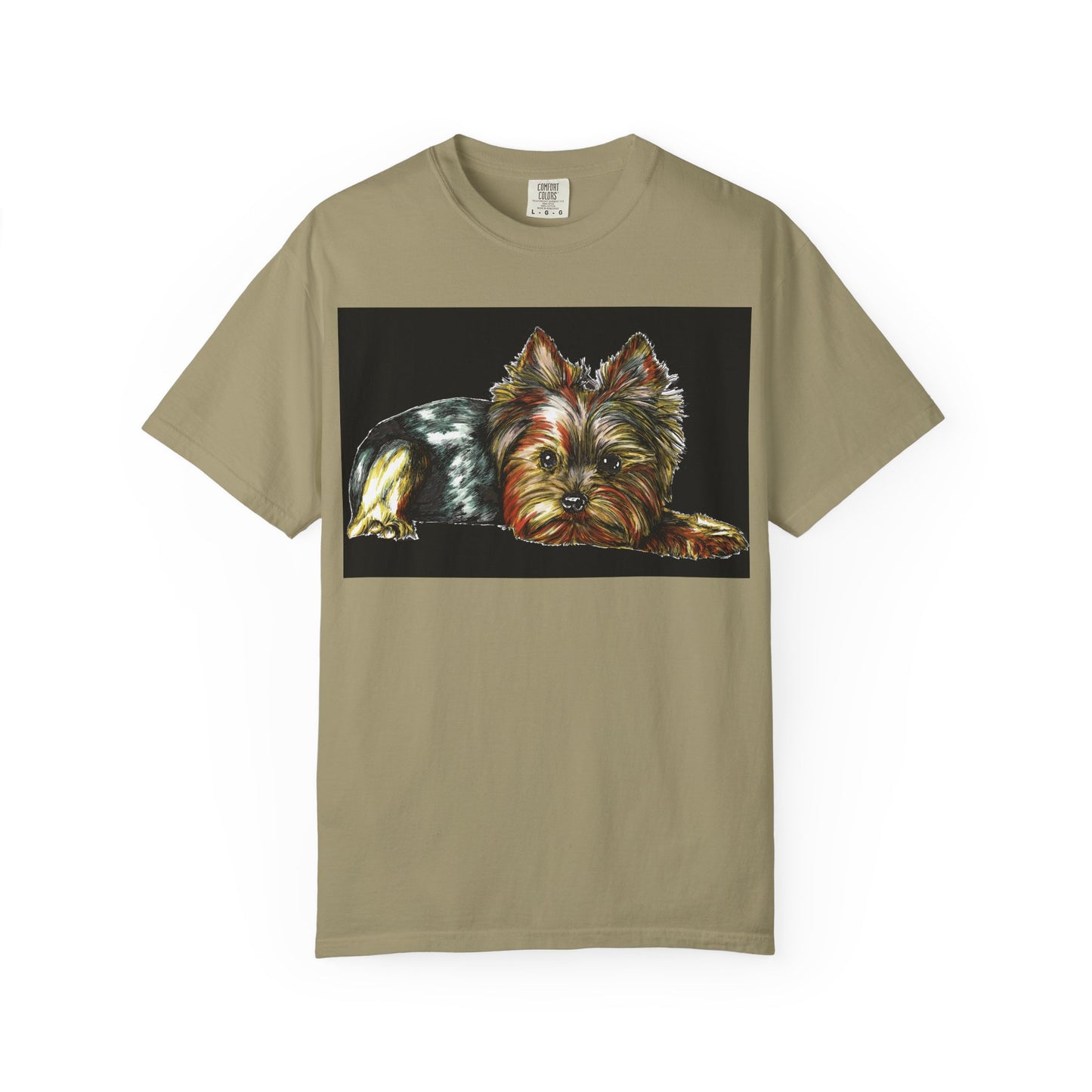 Yorkie Terrier Unisex Garment-Dyed T-Shirt – Original Hand-Drawn Art