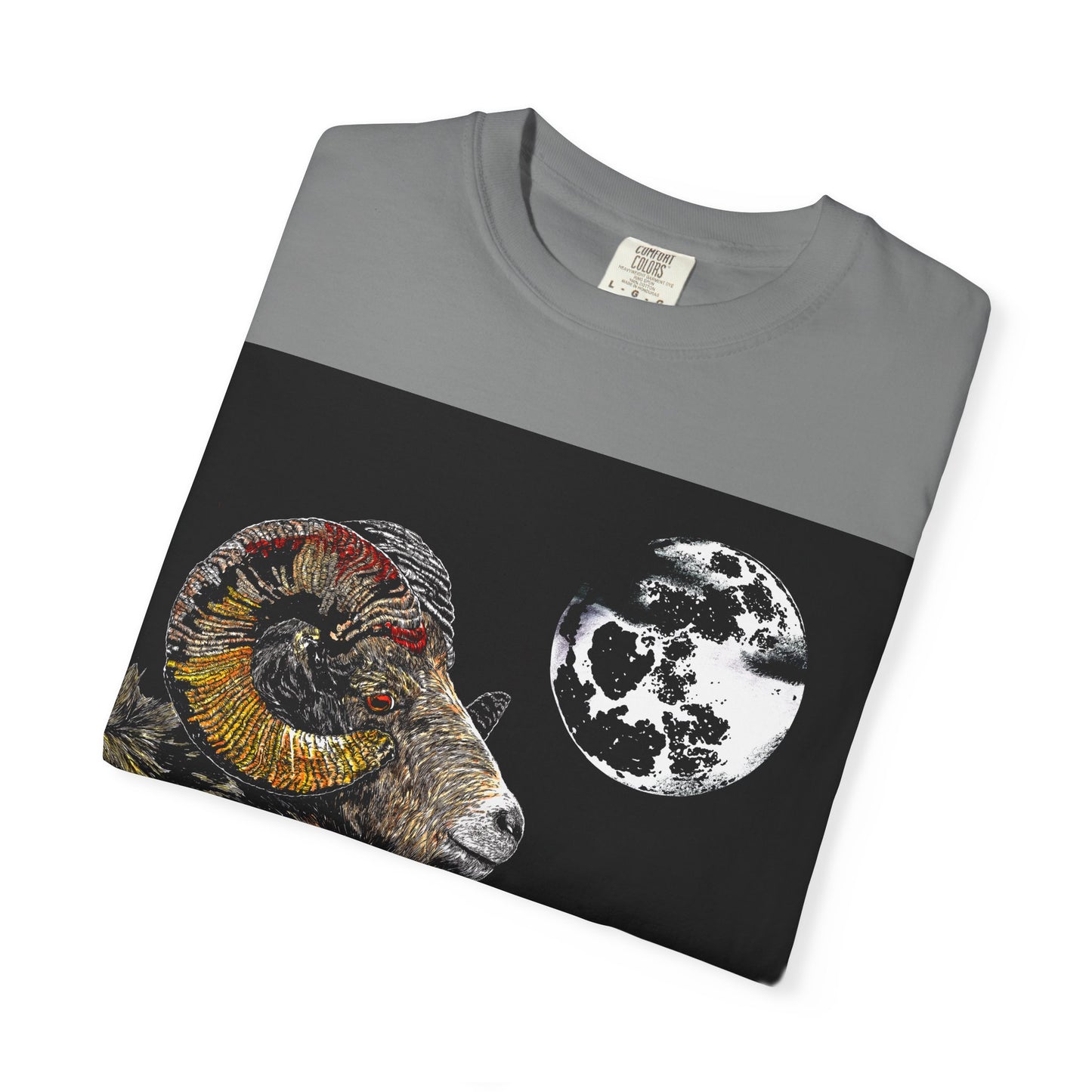 Ram and Moon Graphic Unisex T-Shirt - Nature-Inspired Artwear