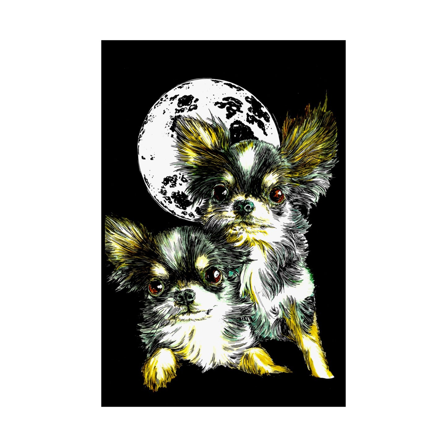 Chihuahua Moonlight Satin Poster - 300gsm Pet Art Decor