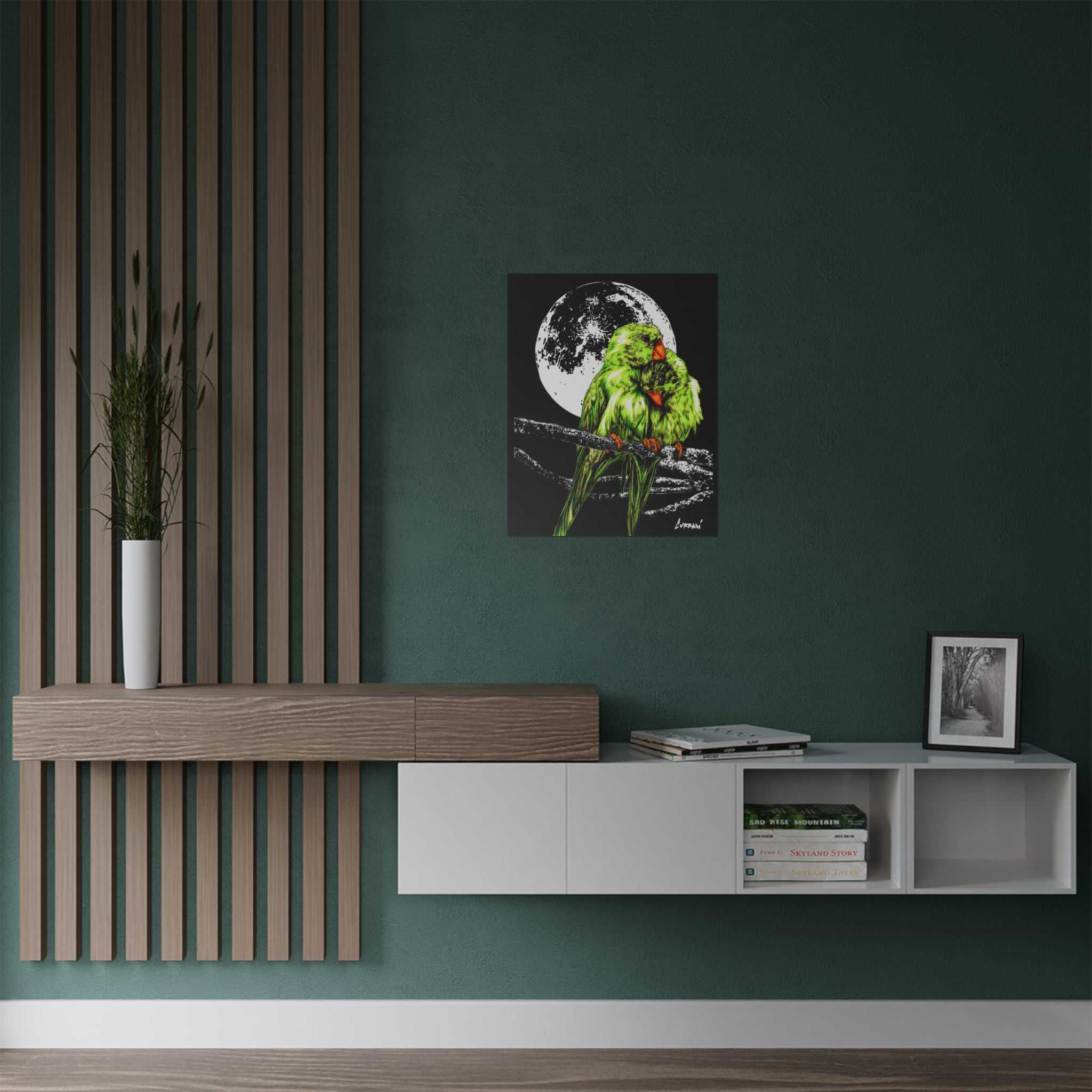 Bring your walls to life with the stunning Vibrant Lovebirds Satin Poster - 300gsm Wall Art. Add a pop of color to your space today!
