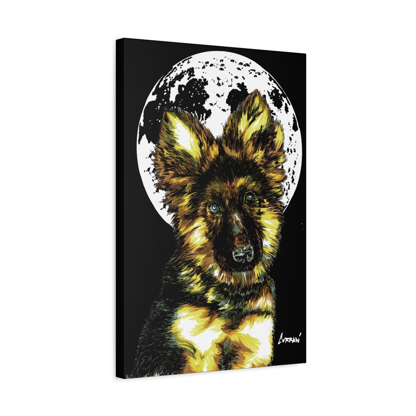 German Shepherd Puppy Print, Hand-Drawn Dog Art,