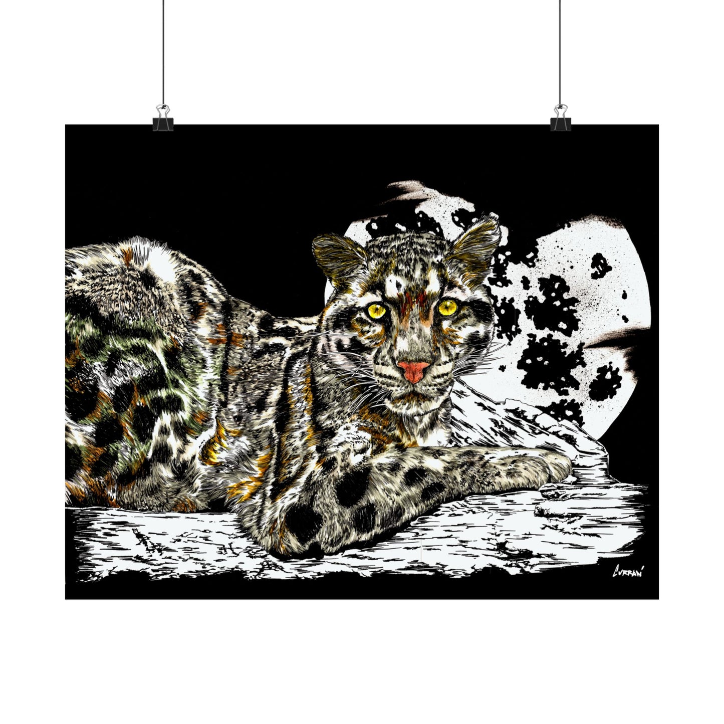 Majestic Snow Leopard Satin Poster – 300gsm Art Print for Wildlife Lovers