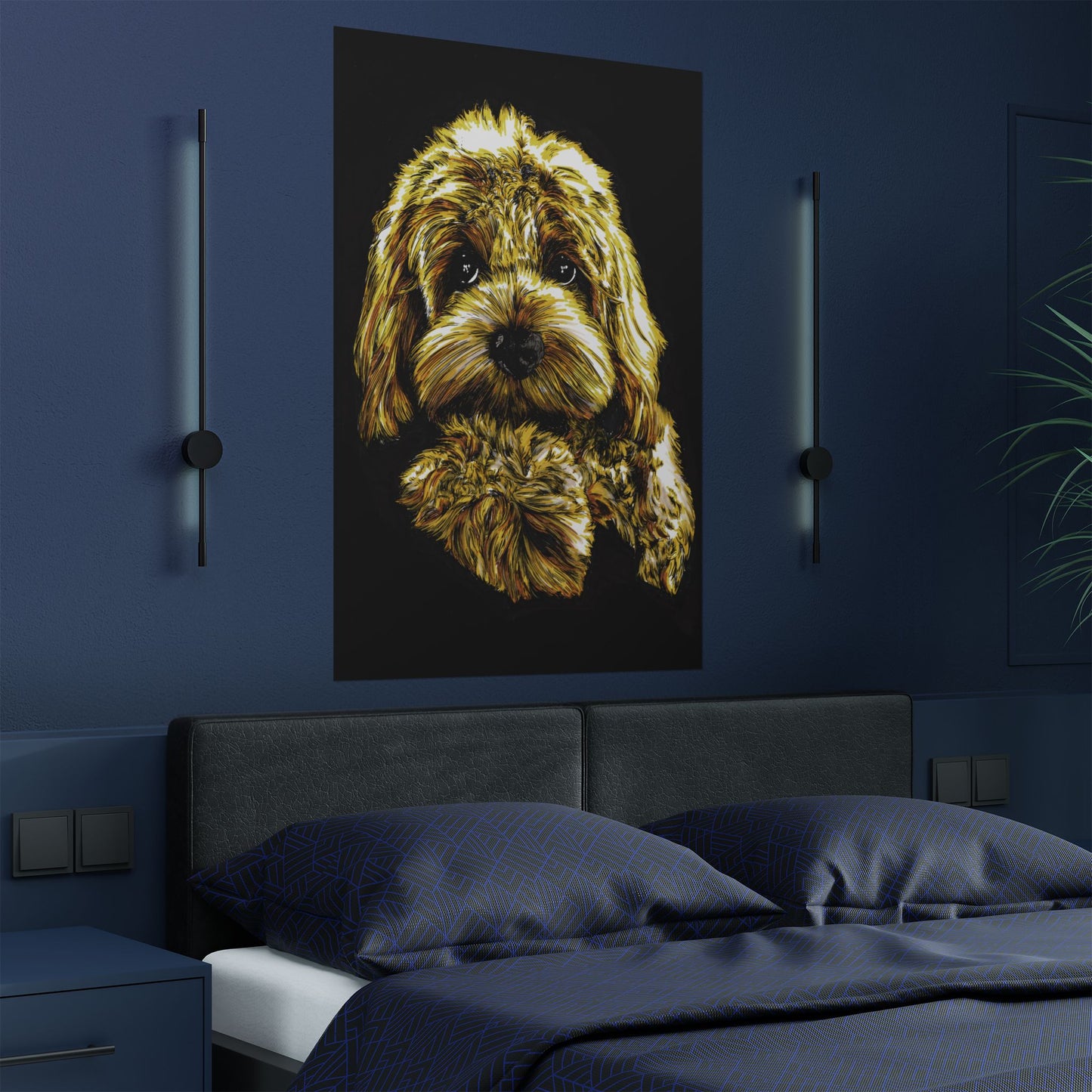 Golden Dog Art Satin Poster - Home Decor for Pet Lovers