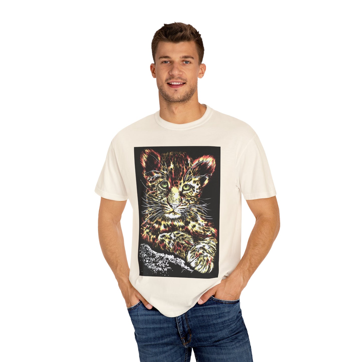 Wildlife Lovers Unisex Garment-Dyed T-shirt featuring Playful Leopard Cub