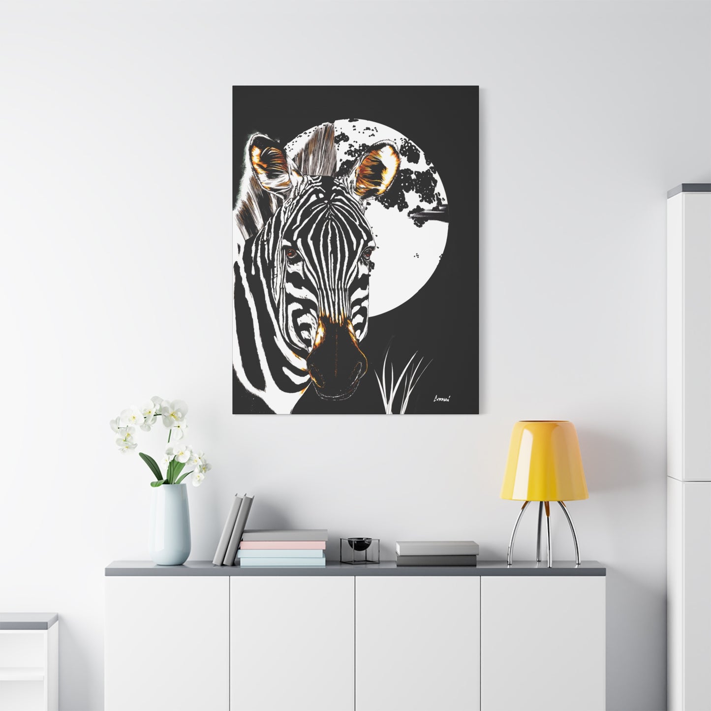 Zebra Wall Art, Zebra Print, Hand-Drawn Zebra, Wildlife Art, Safari Animal Decor, Nature Wall Art, Black and White Art, Animal Lover Gift Printed on Matte Canvas, Stretched, 1.25"