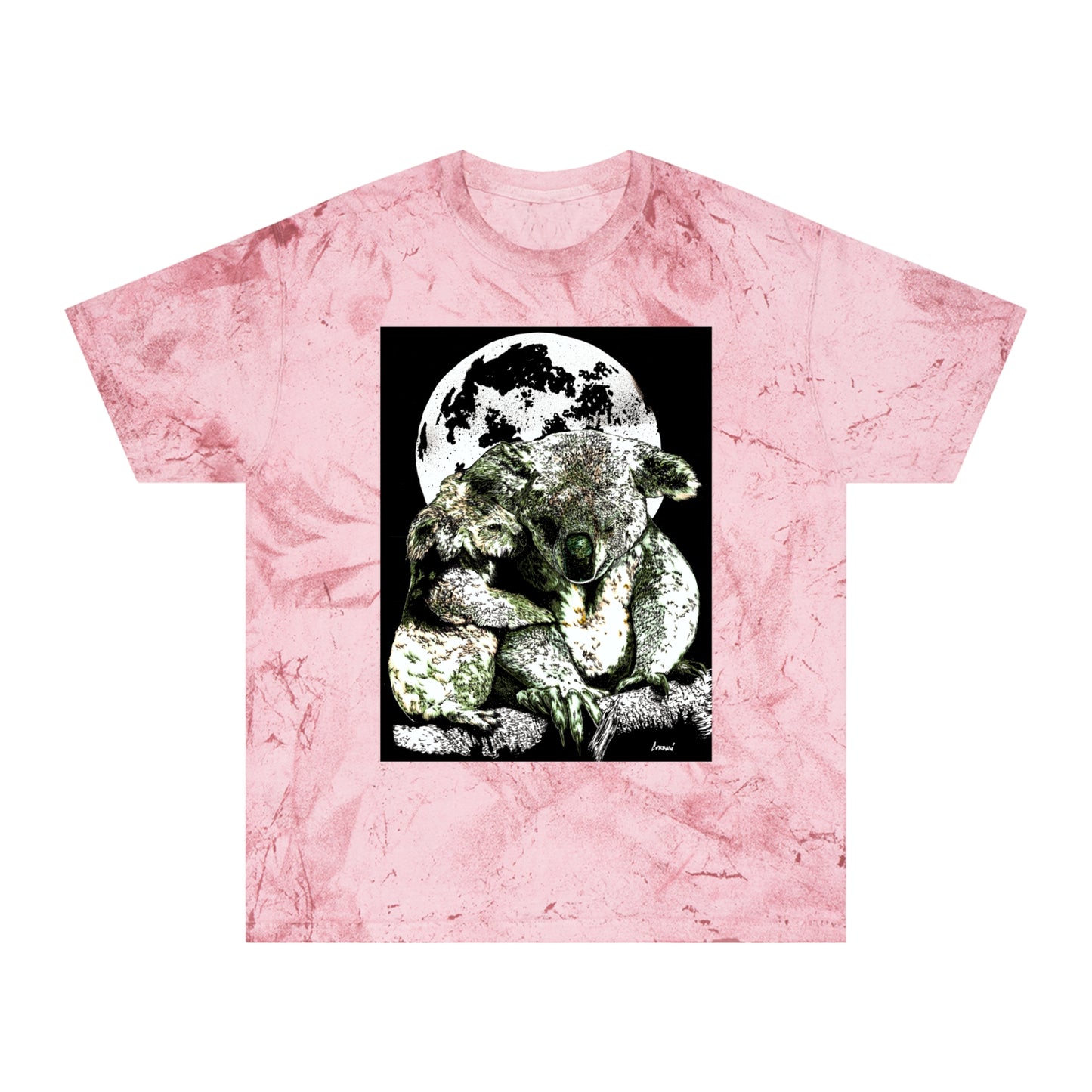 Two Koalas Color Blast T Shirt Original Hand Drawn Art