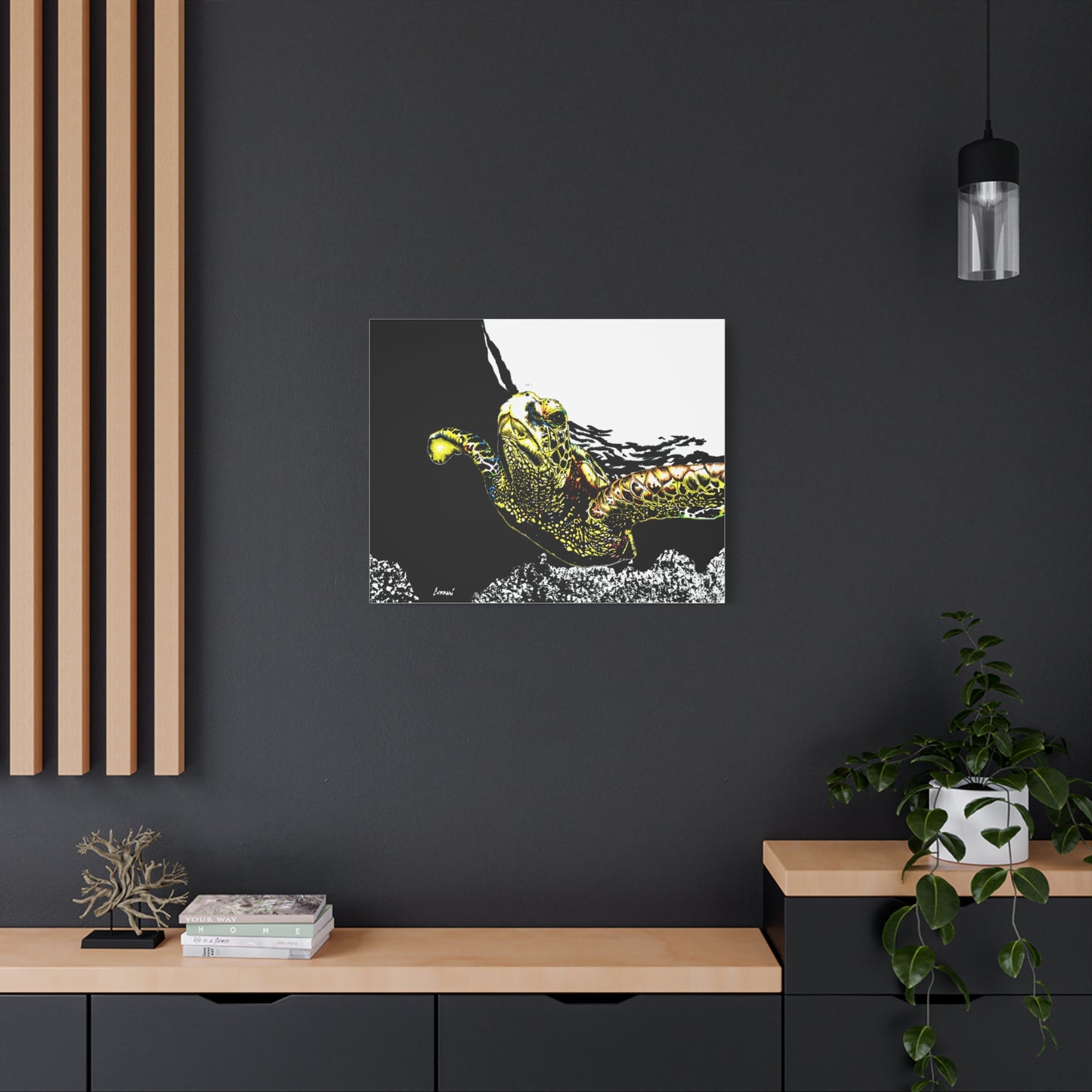 Sea Turtle Art Print of my Original hand drawn art printed on stretched canvas of a Sea Turtle