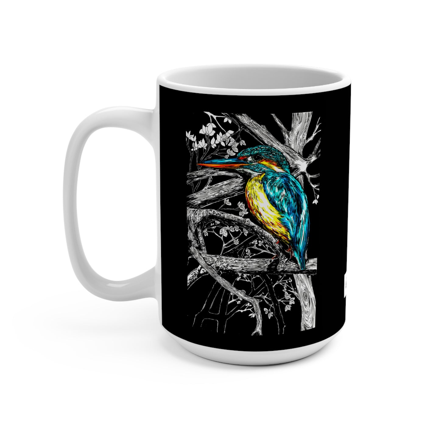 Colorful Kingfisher Art Mug - 15oz Ceramic Coffee Cup