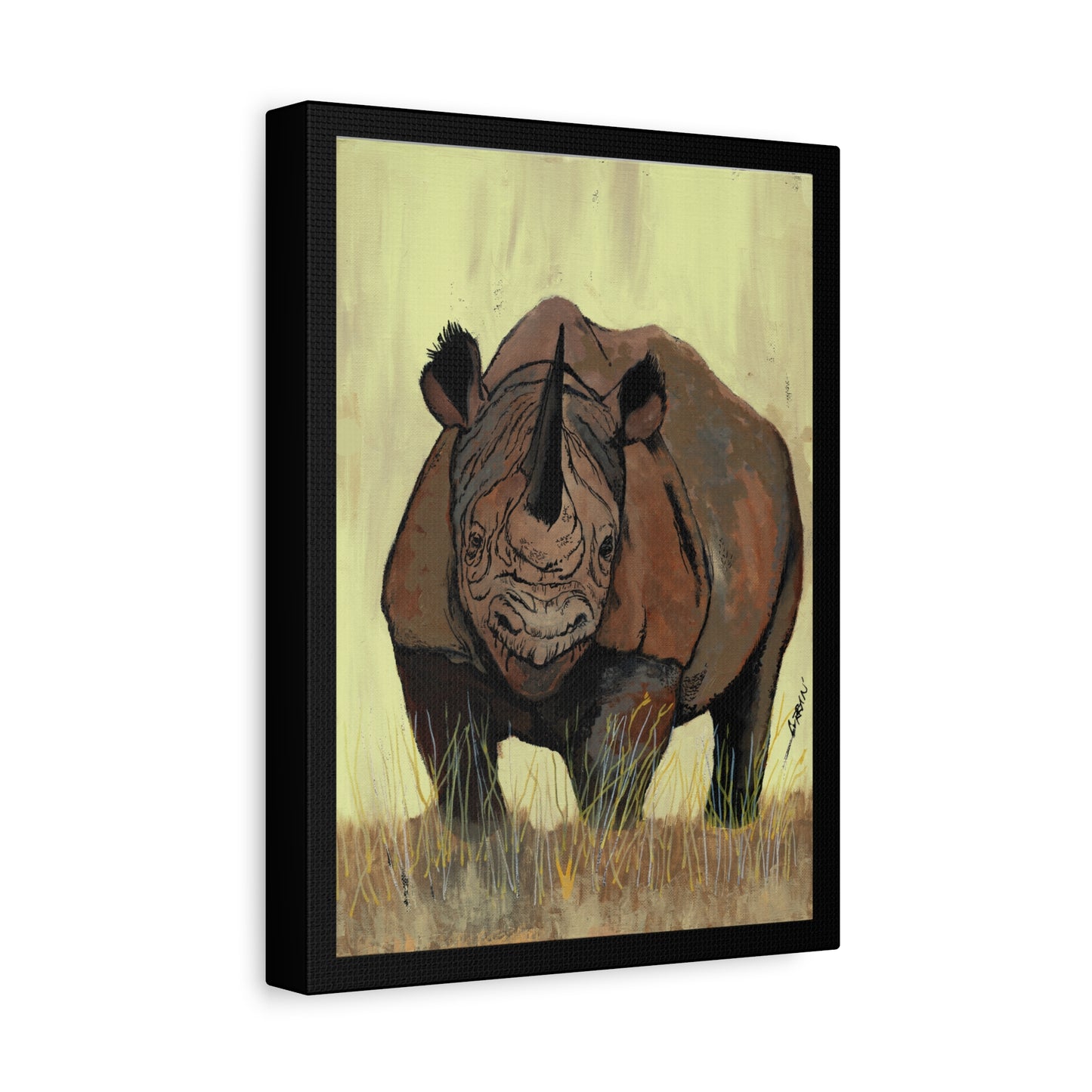 Rhino Wall Art Print of the Original, hand drawn wall art of a Rhino