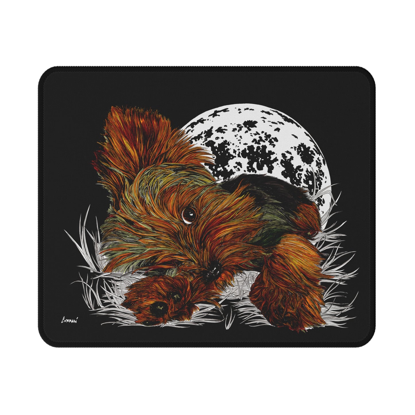 Yorkshire Terrier Under Moonlight, Artistic Non-Slip Gaming Mouse Pad