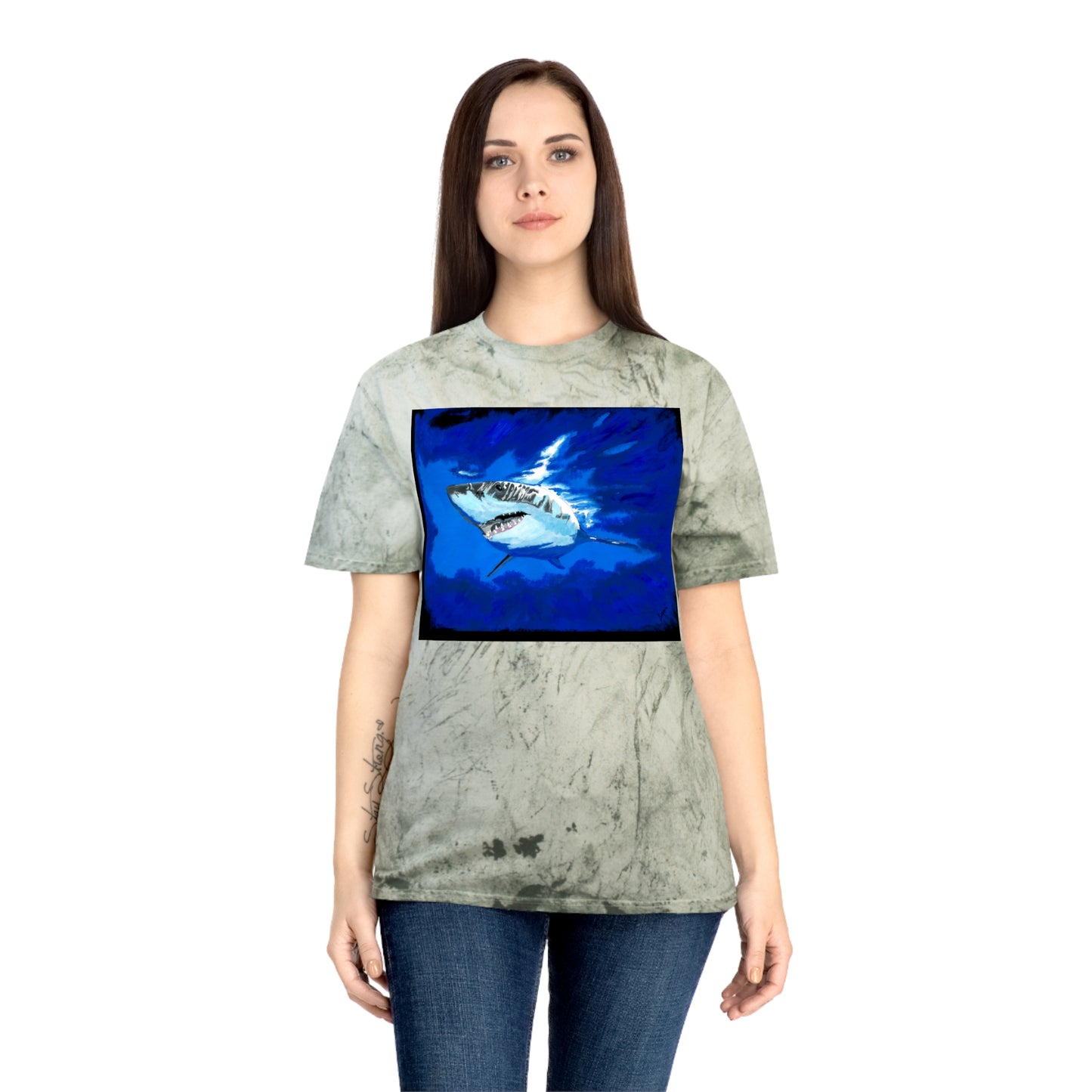 Great White Shark T Shirt Original Hand Painted Art