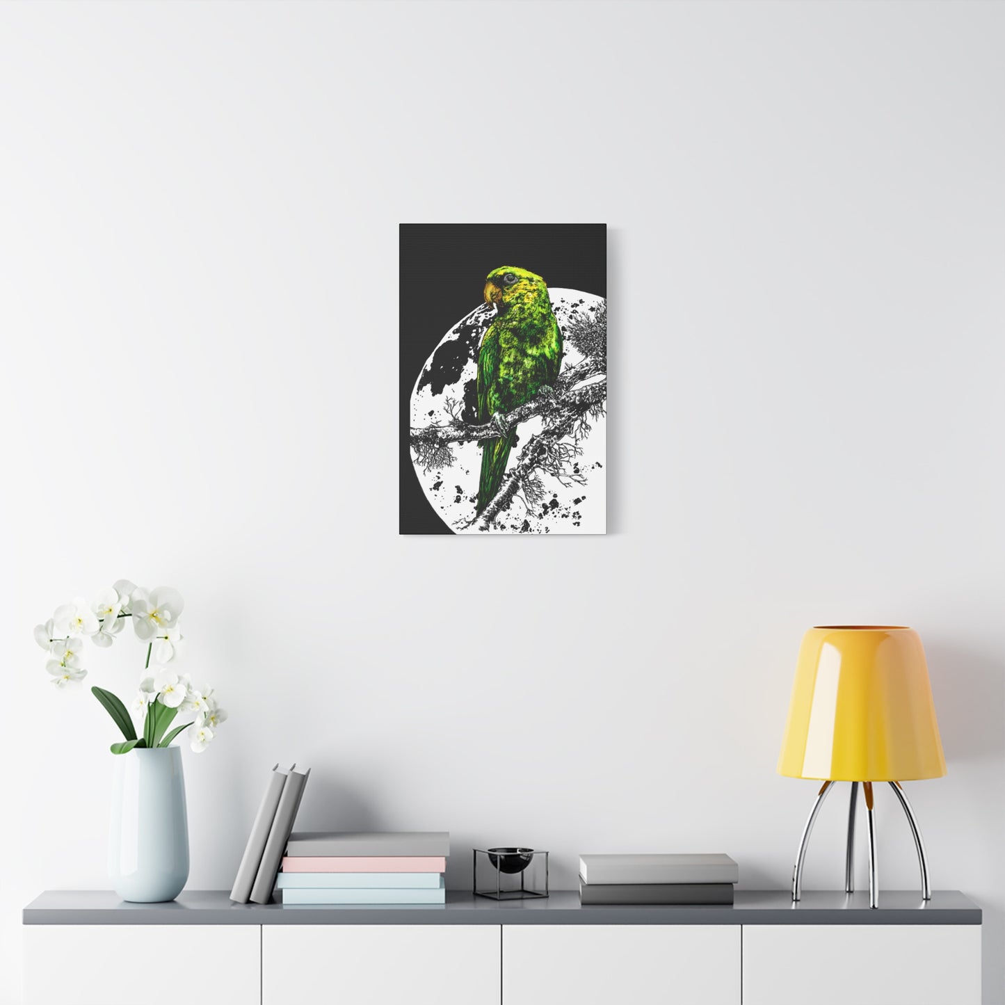 Green Parrot Wall Art Print - Matte Canvas, Stretched,