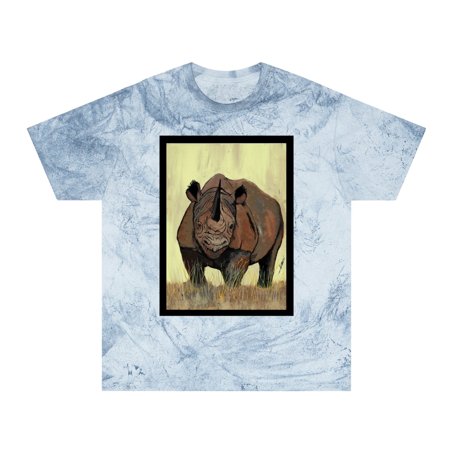 Color Blast Rhino Unisex T Shirt Hand Painted Art