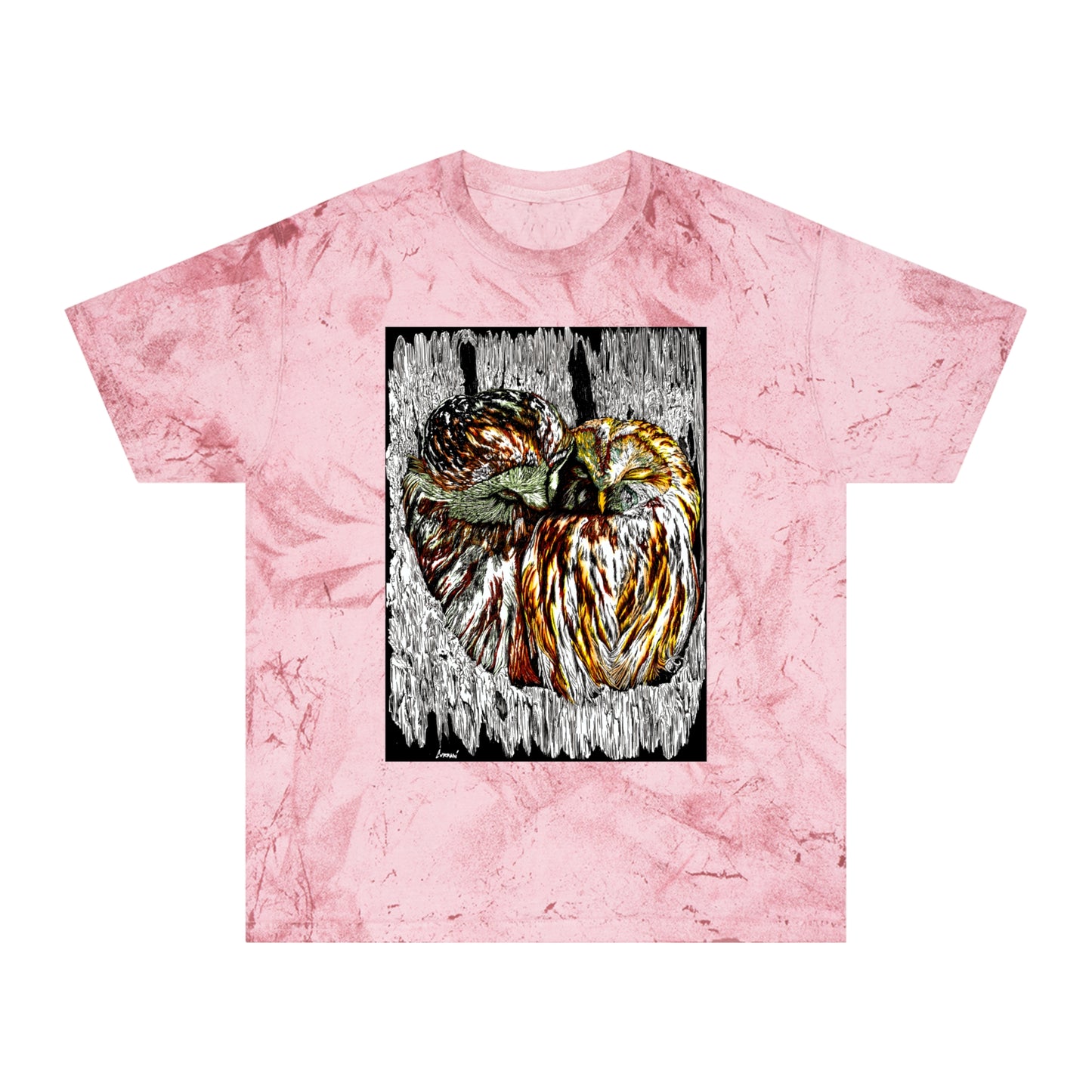 Two Owls in a Tree T-Shirt Original Hand Drawn Art