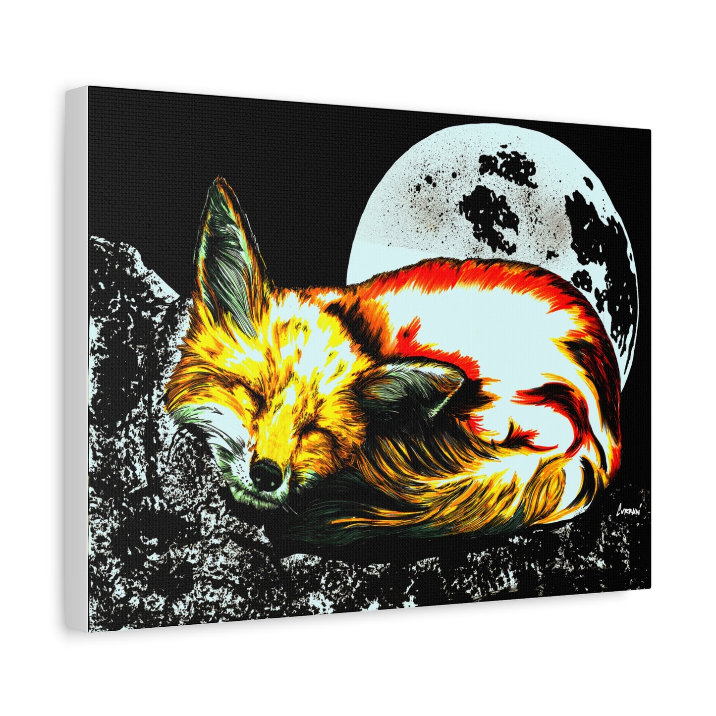 Red Fox Art Print of my Original hand drawn art printed on stretched canvas of a Red Fox