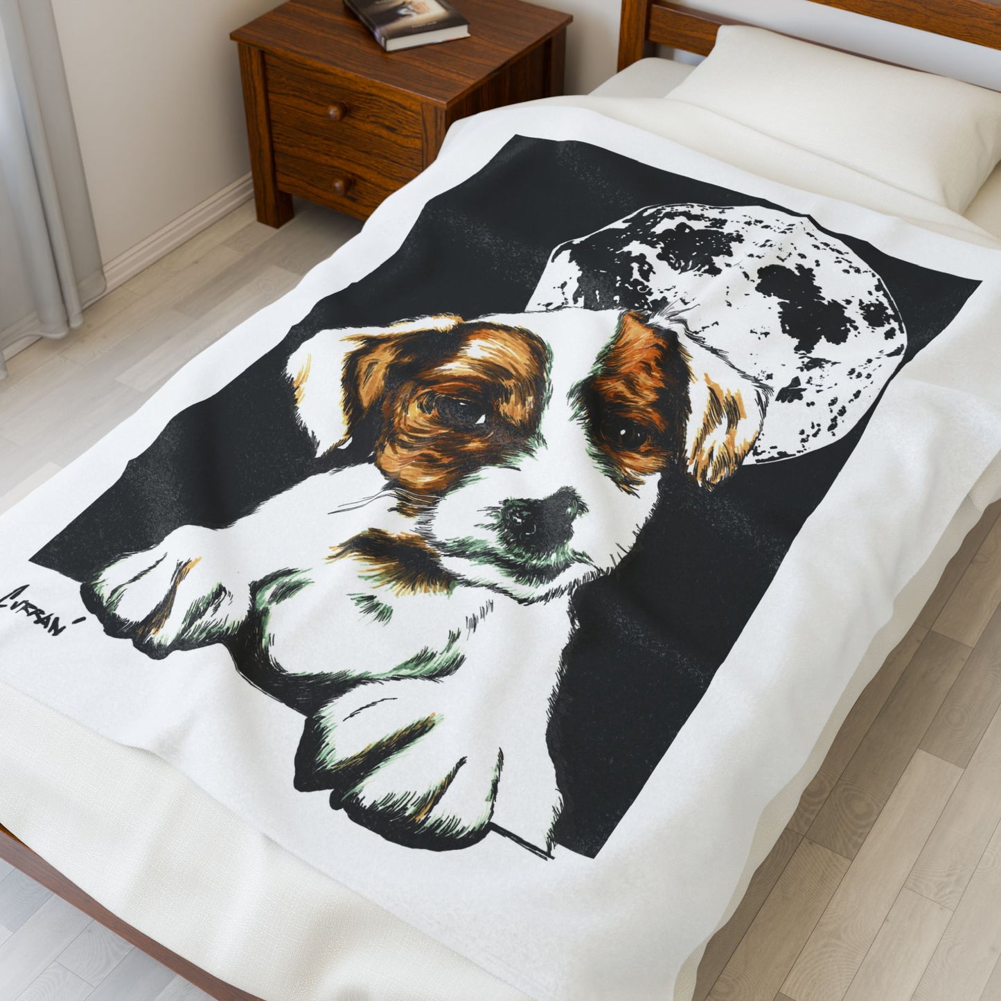 Adorable Beagle Moon Velveteen Plush Blanket