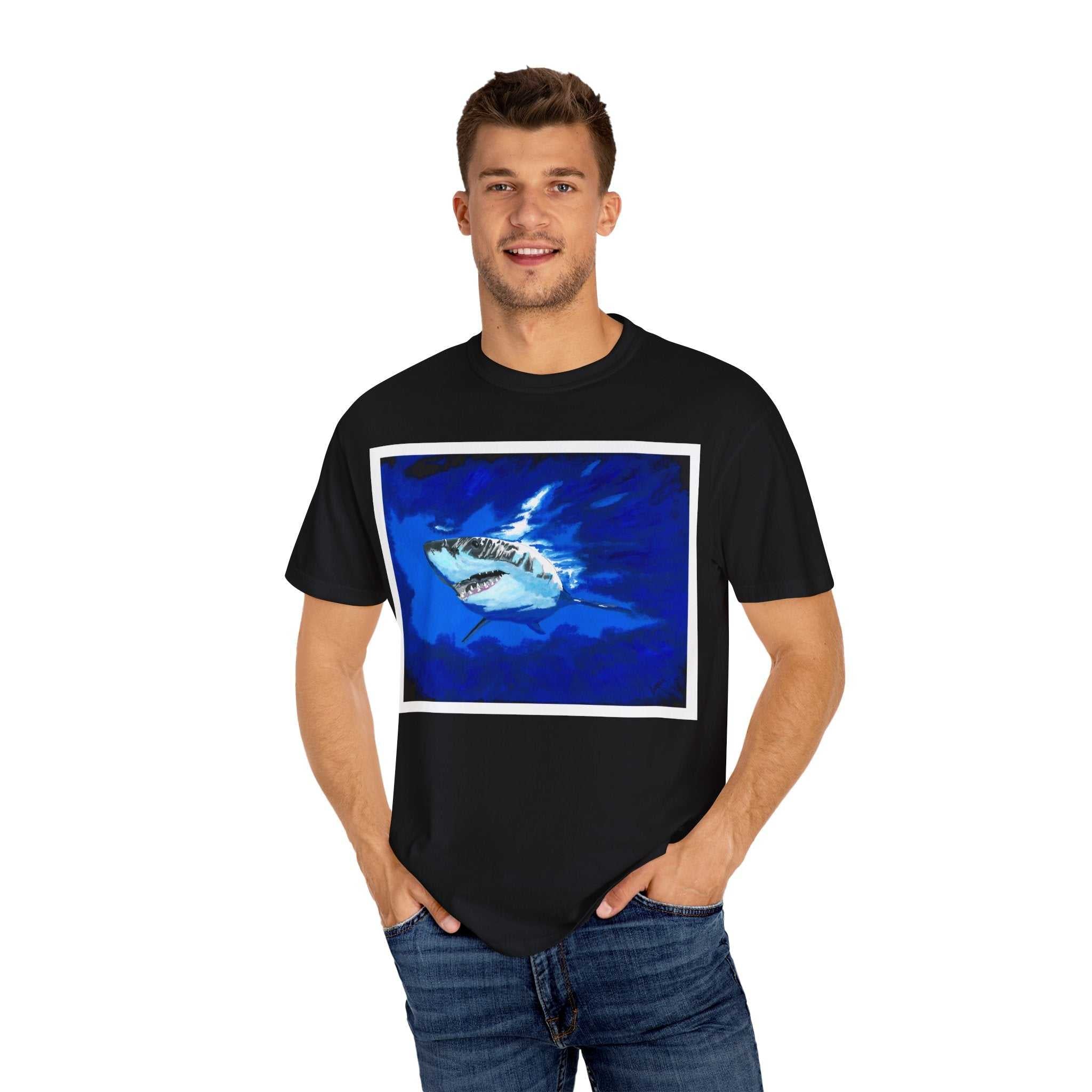 Dive into style with our Shark Graphic Unisex T-Shirt - Ocean Adventure Tee! Perfect for all ocean lovers. Get yours now and make a splash!