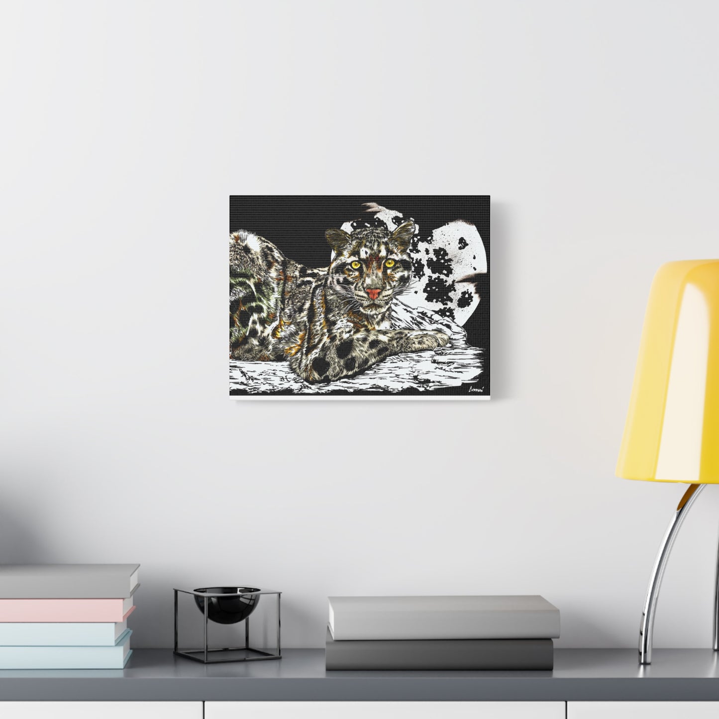 Leopard Canvas Art – Original Hand-Drawn Realistic and Detailed Big Cat Illustration printed on Matte Canvas, Stretched, 1.25"