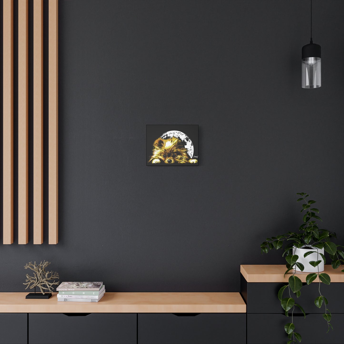 Pomeranian Moon Canvas Art Print- Dog Lover's Decor, 1.25" Stretched Print