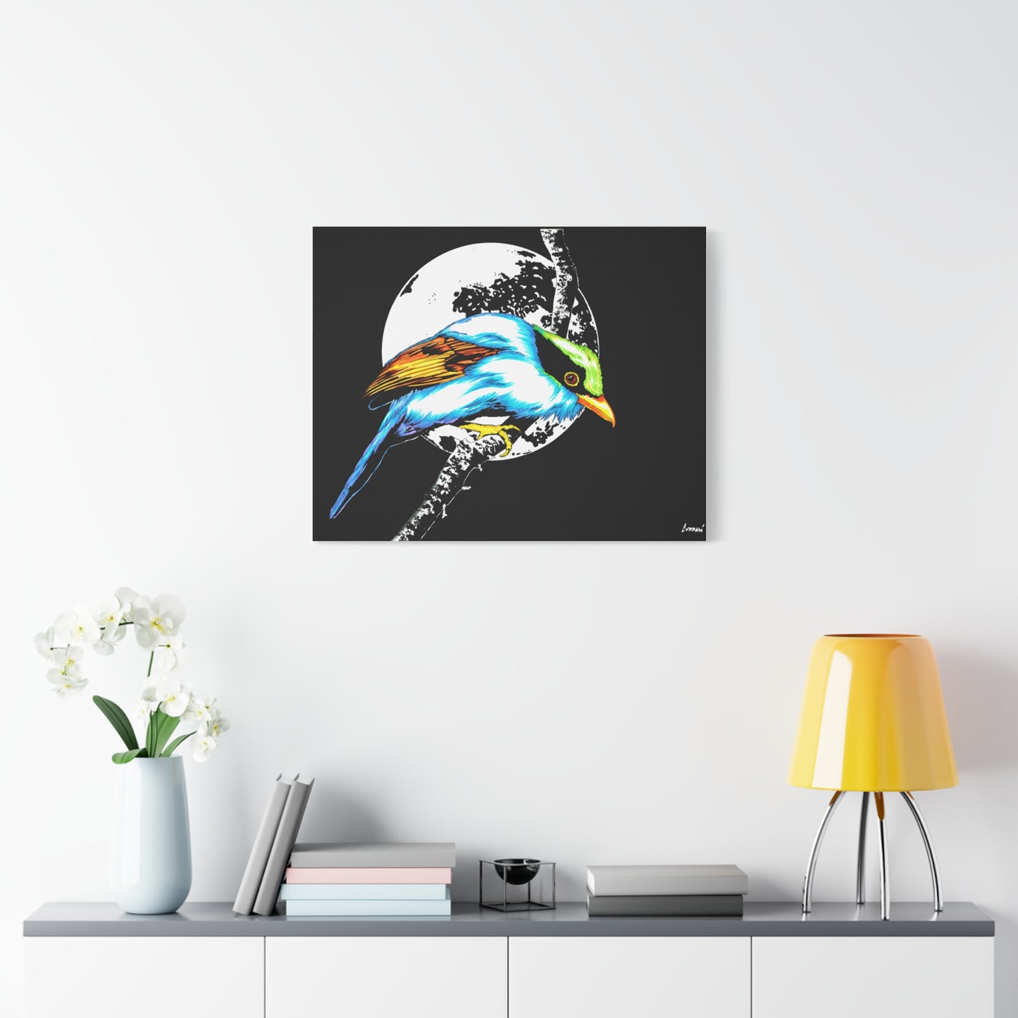 Exotic Bird Canvas Art – Original Hand-Drawn Vibrant,
