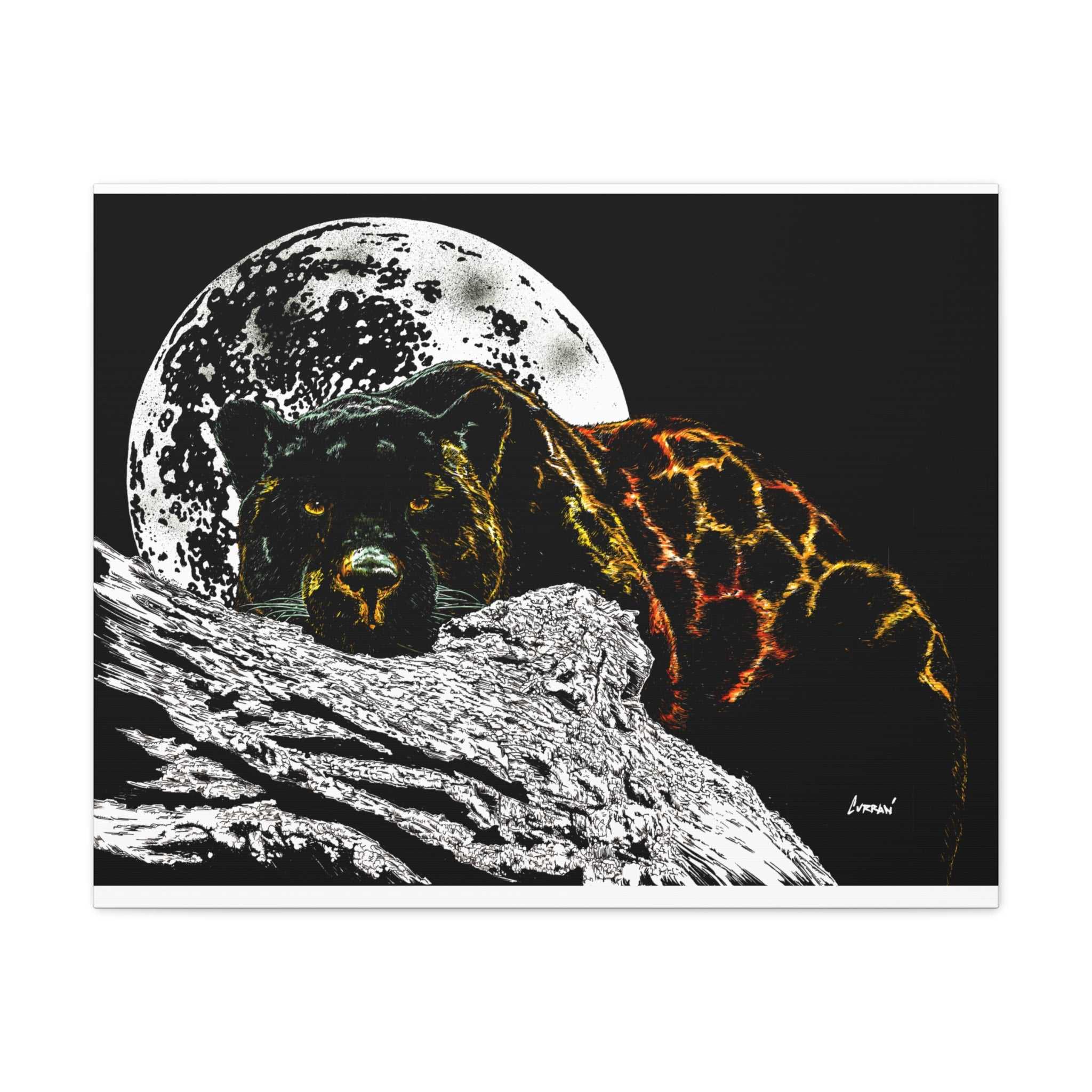 Panther in the Moonlight Print of my Original hand drawn art