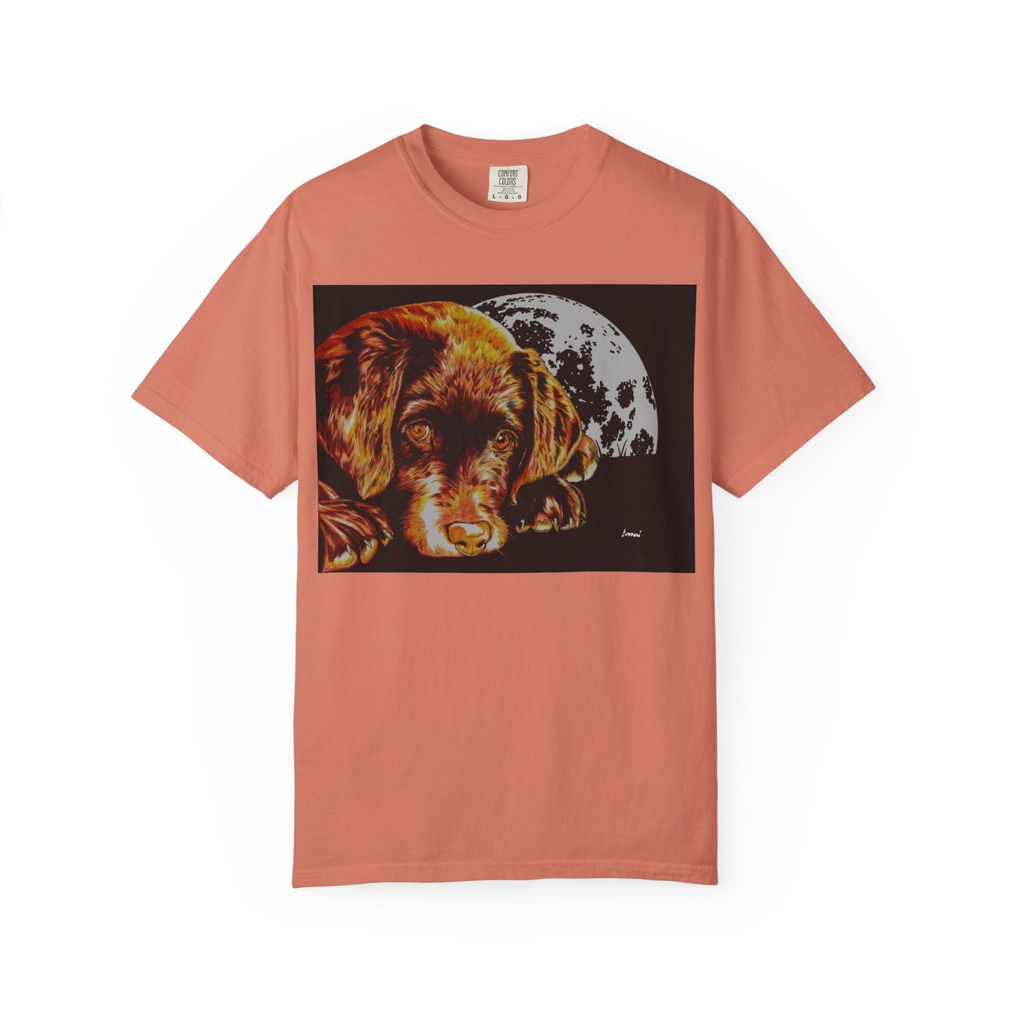 Moonlit Chocolate Lab Puppy Unisex Garment-Dyed T-Shirt