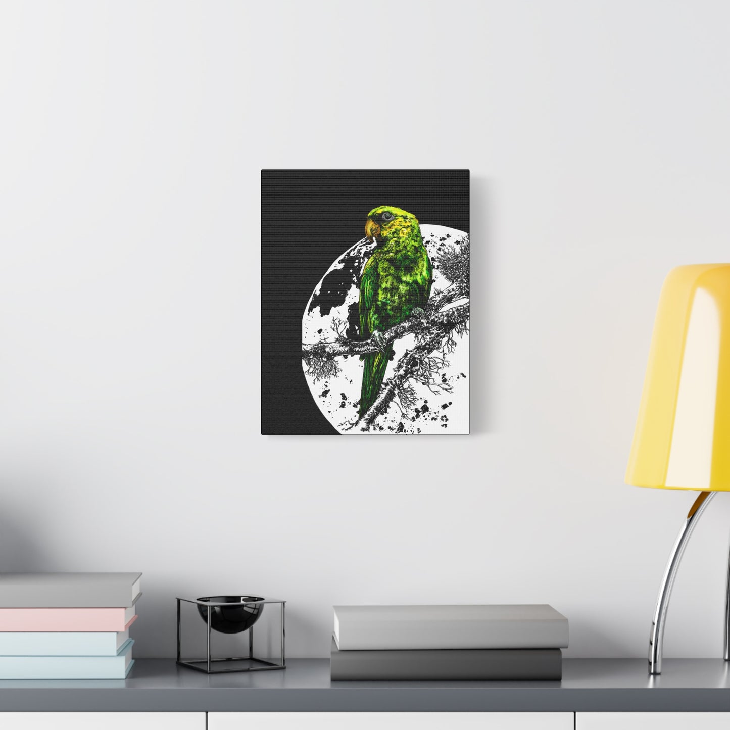 Green Parrot Wall Art Print - Matte Canvas, Stretched,