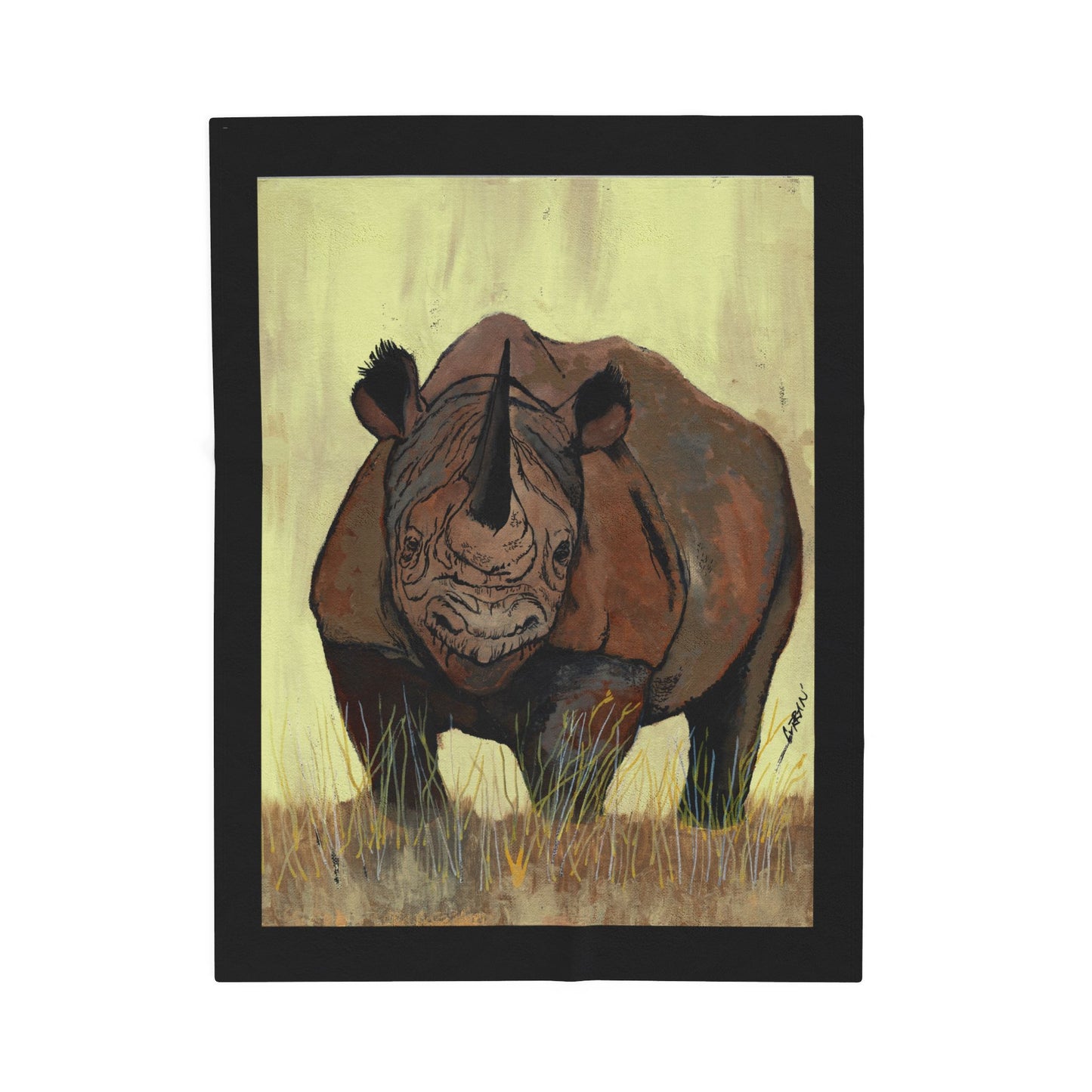 Wildlife Inspired Velveteen Plush Blanket featuring Rhino